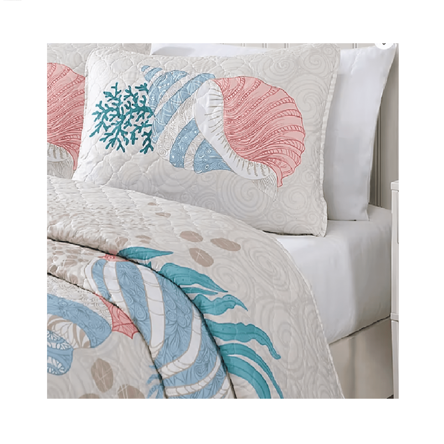 Full Coastal Beach Delight Sand Microfiber Quilt Set