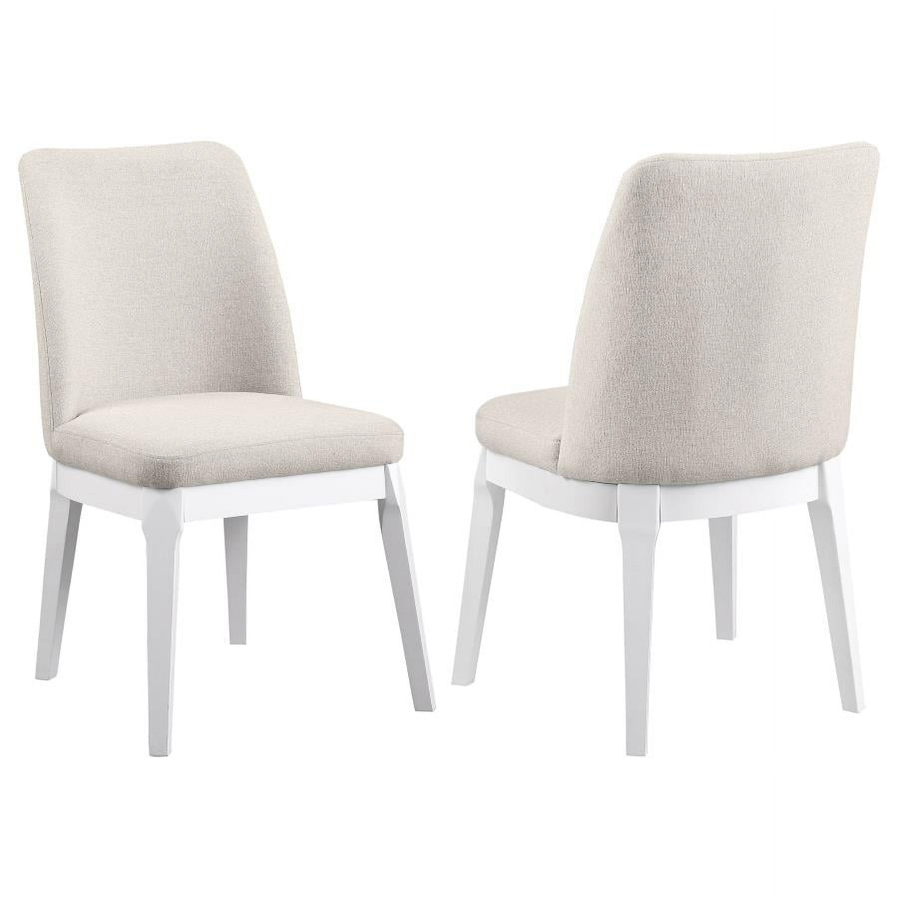 Beige Upholstered High Back Side Chair with Wood Legs