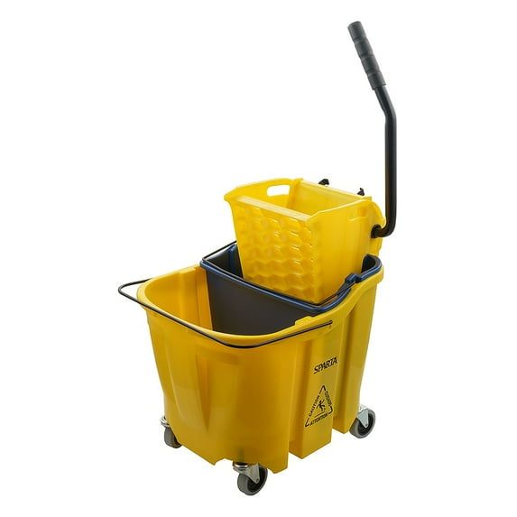 Yellow 35 Quart Polypropylene Mop Bucket with Side Press Wringer