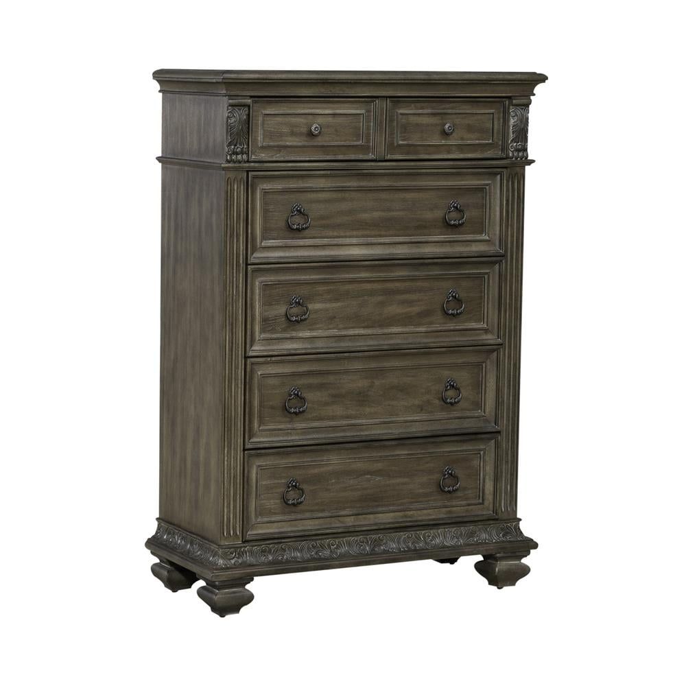 Carlisle Court Chestnut Gray 5-Drawer Chest with Felt Lining