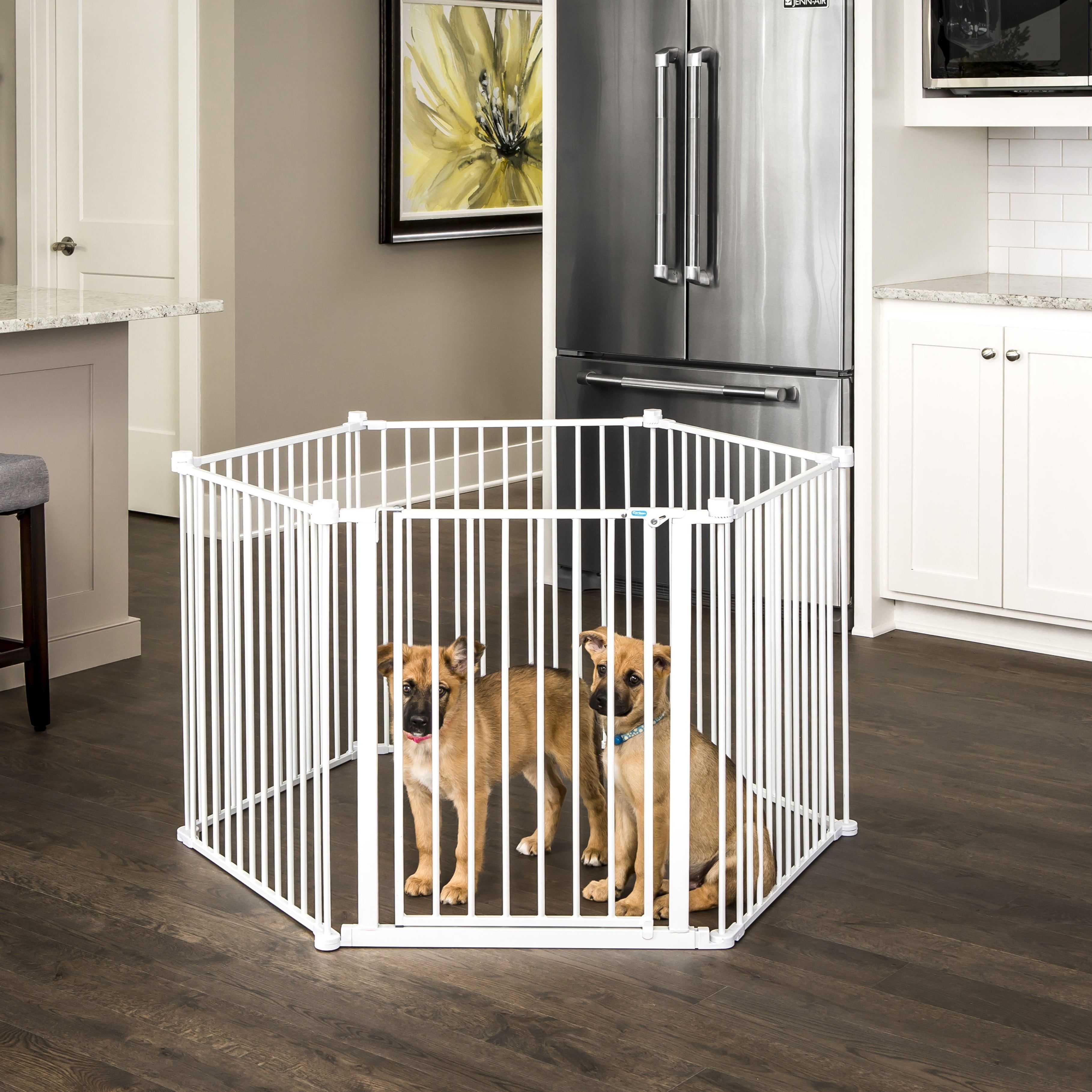 White Metal Convertible Pet Yard with Door