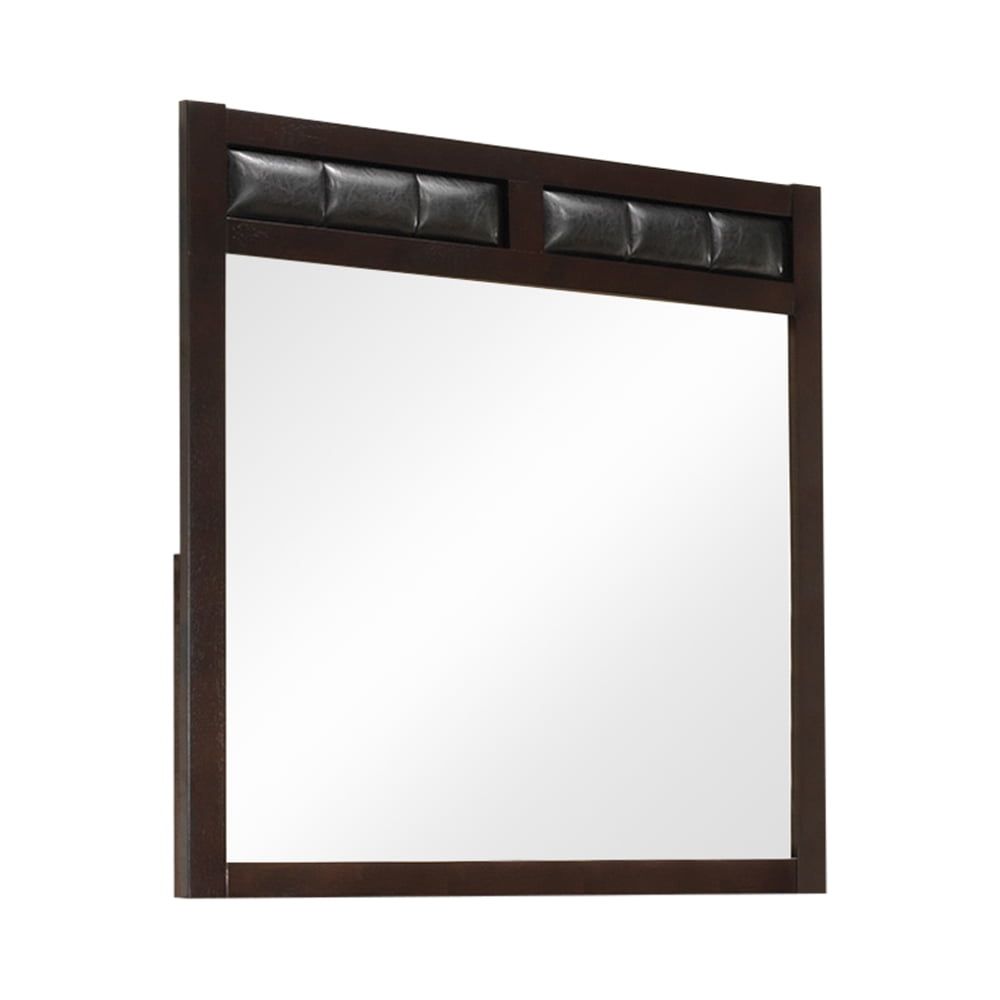 Carlton Brown Wood and Leather Square Mirror