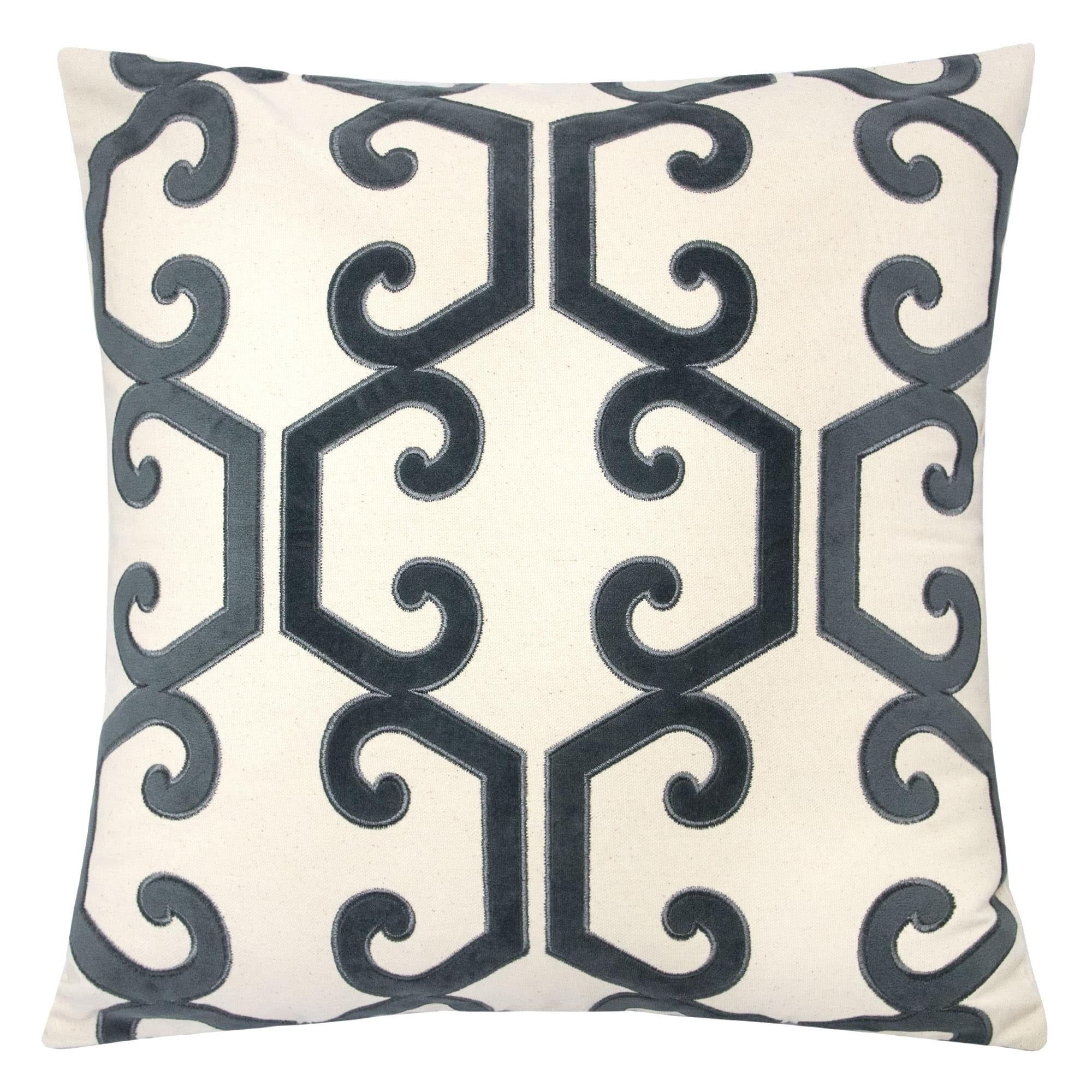 Carly 20" Gray Square Embroidered Decorative Throw Pillow