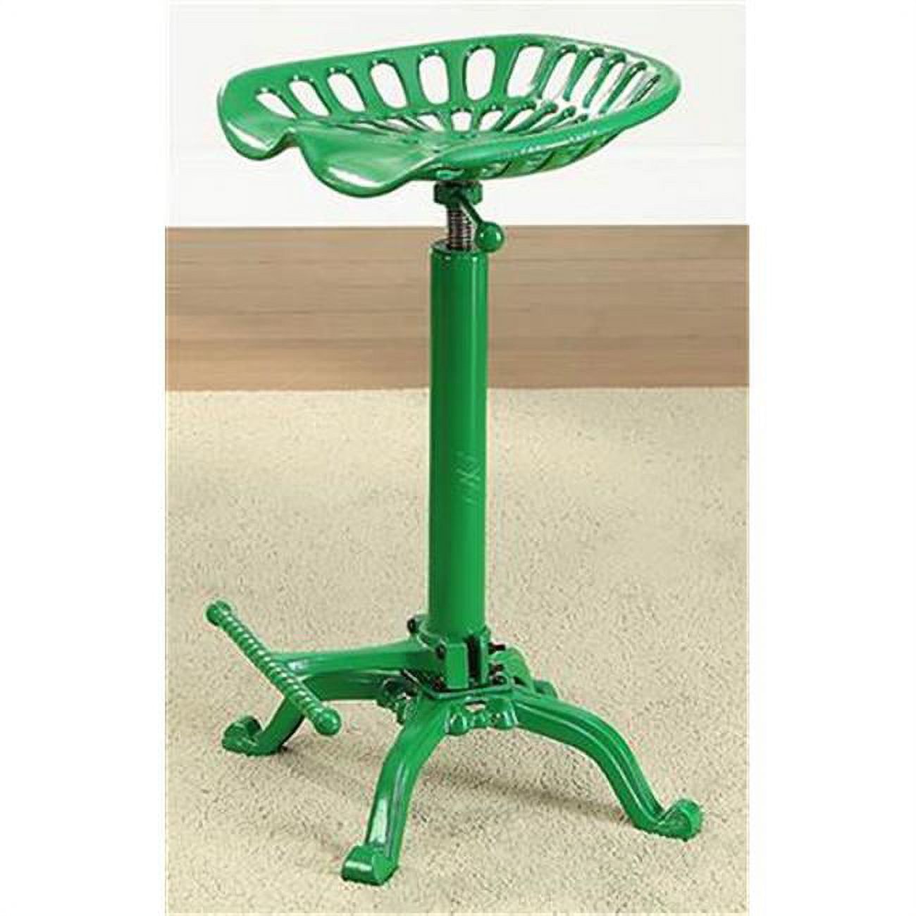 Vintage Industrial Green Metal Adjustable Tractor Seat Stool