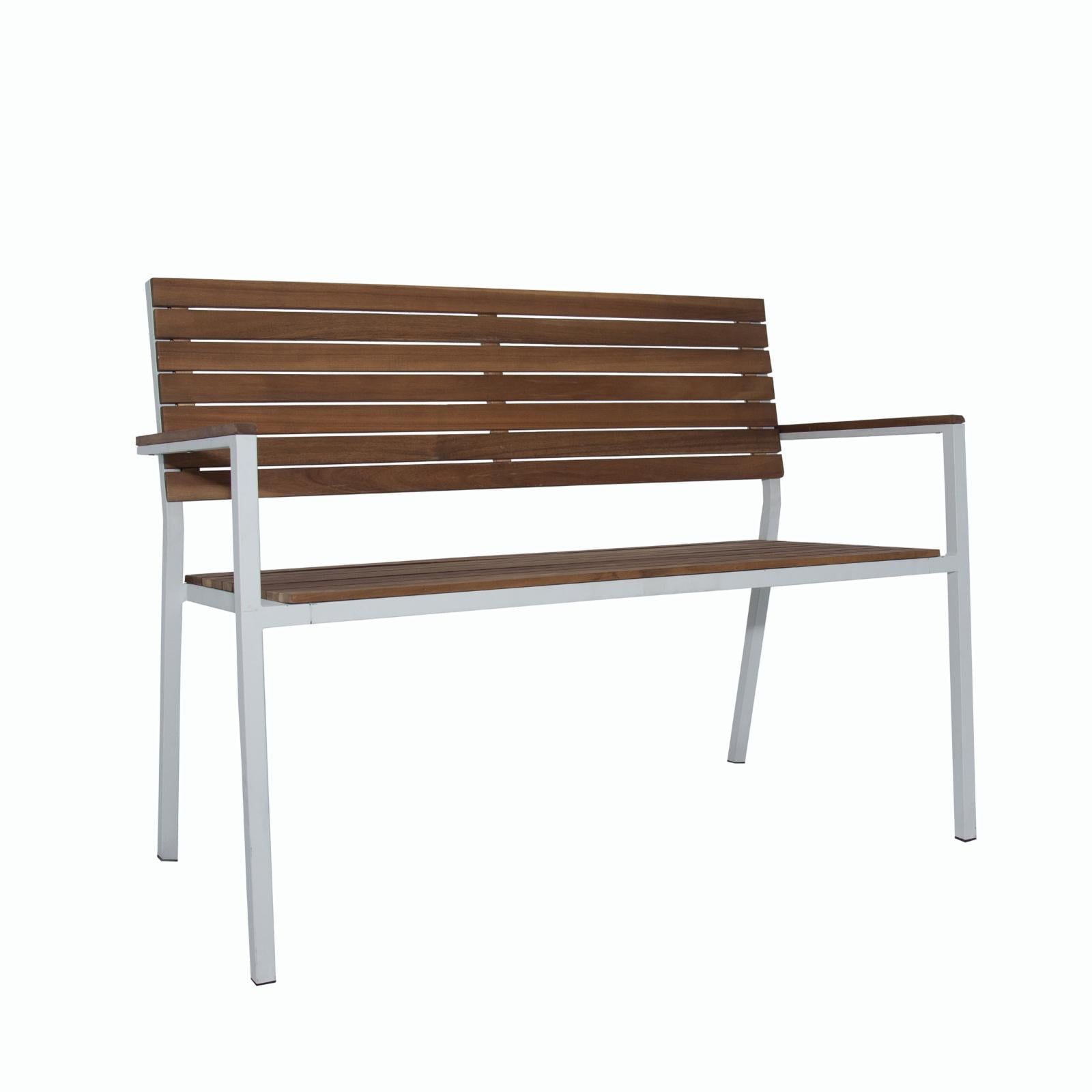 Braylee 45" Oil Acacia Wood and Metal Outdoor Garden Bench