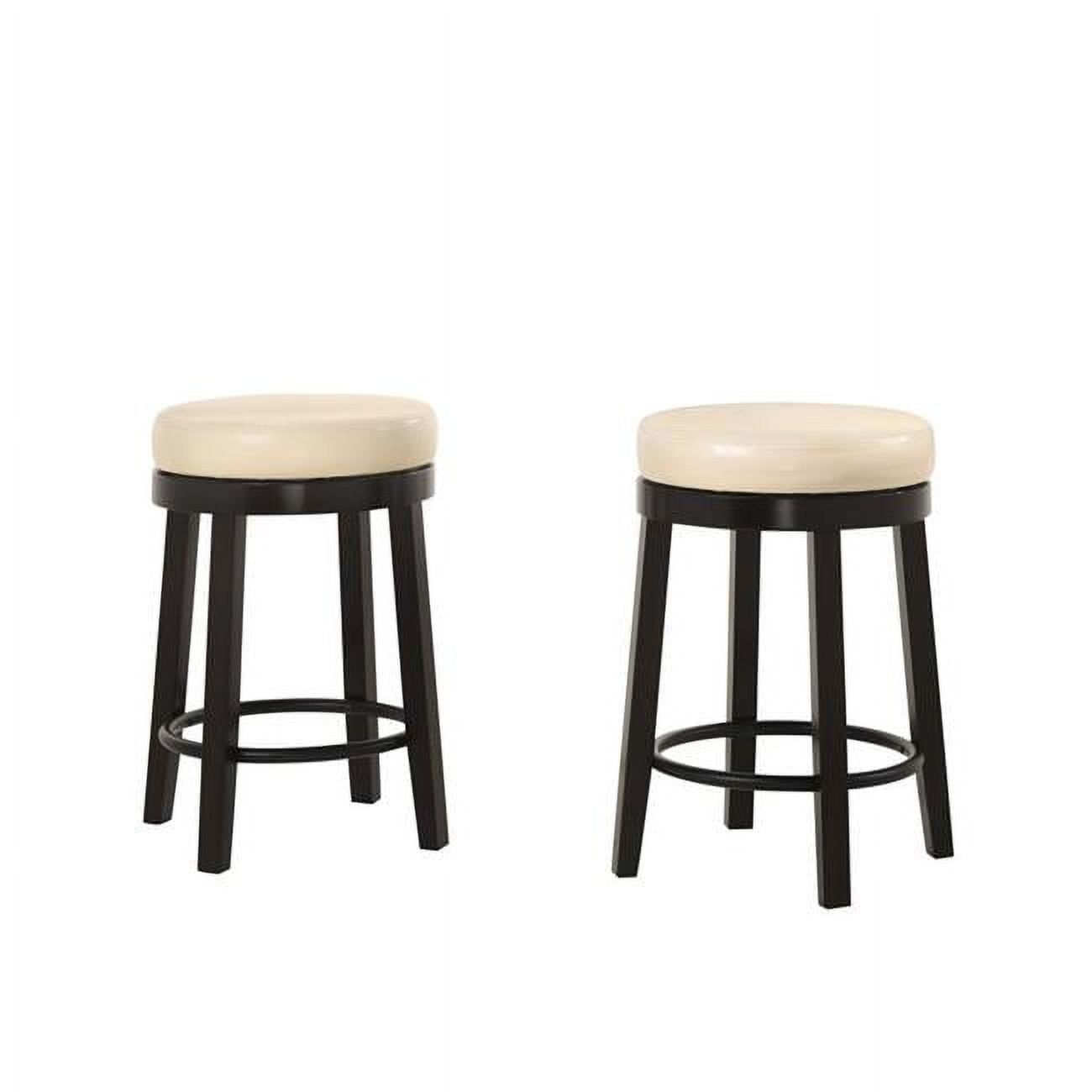 Era 24" Cream and Espresso Swivel Leatherette Counter Stool, Set of 2