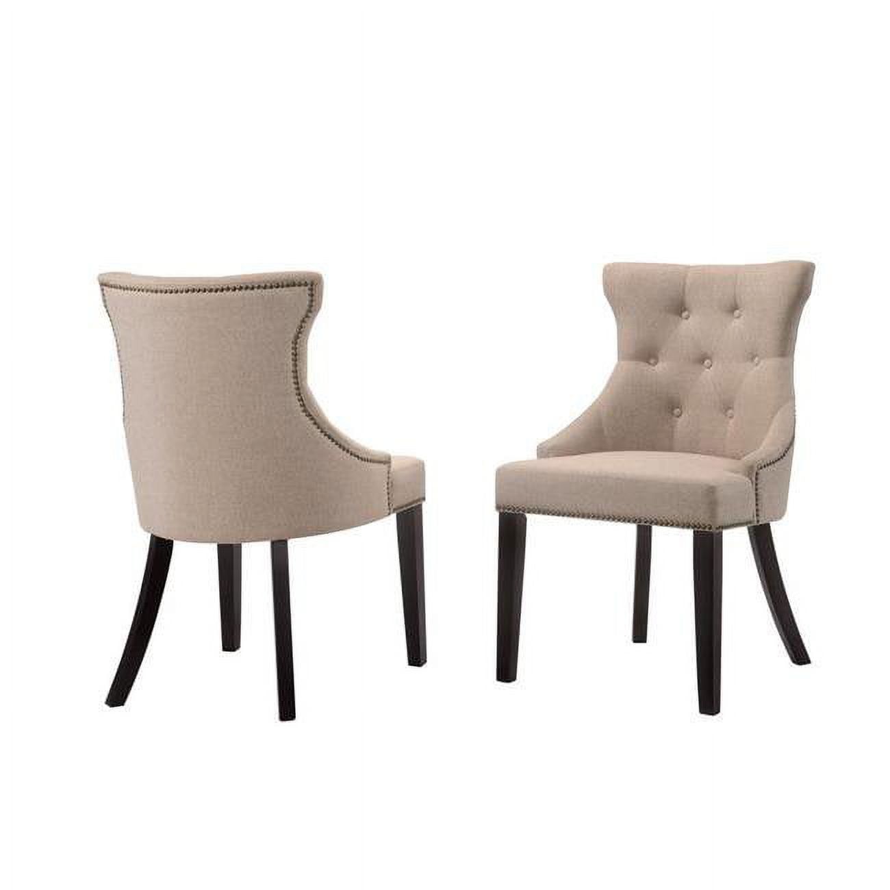 Julia Espresso Cream Linen High-Back Upholstered Side Chair