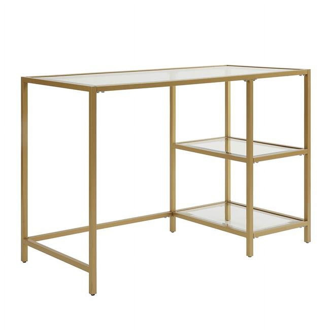 Marcello Modern Gold Metal Frame Desk with Clear Glass Top