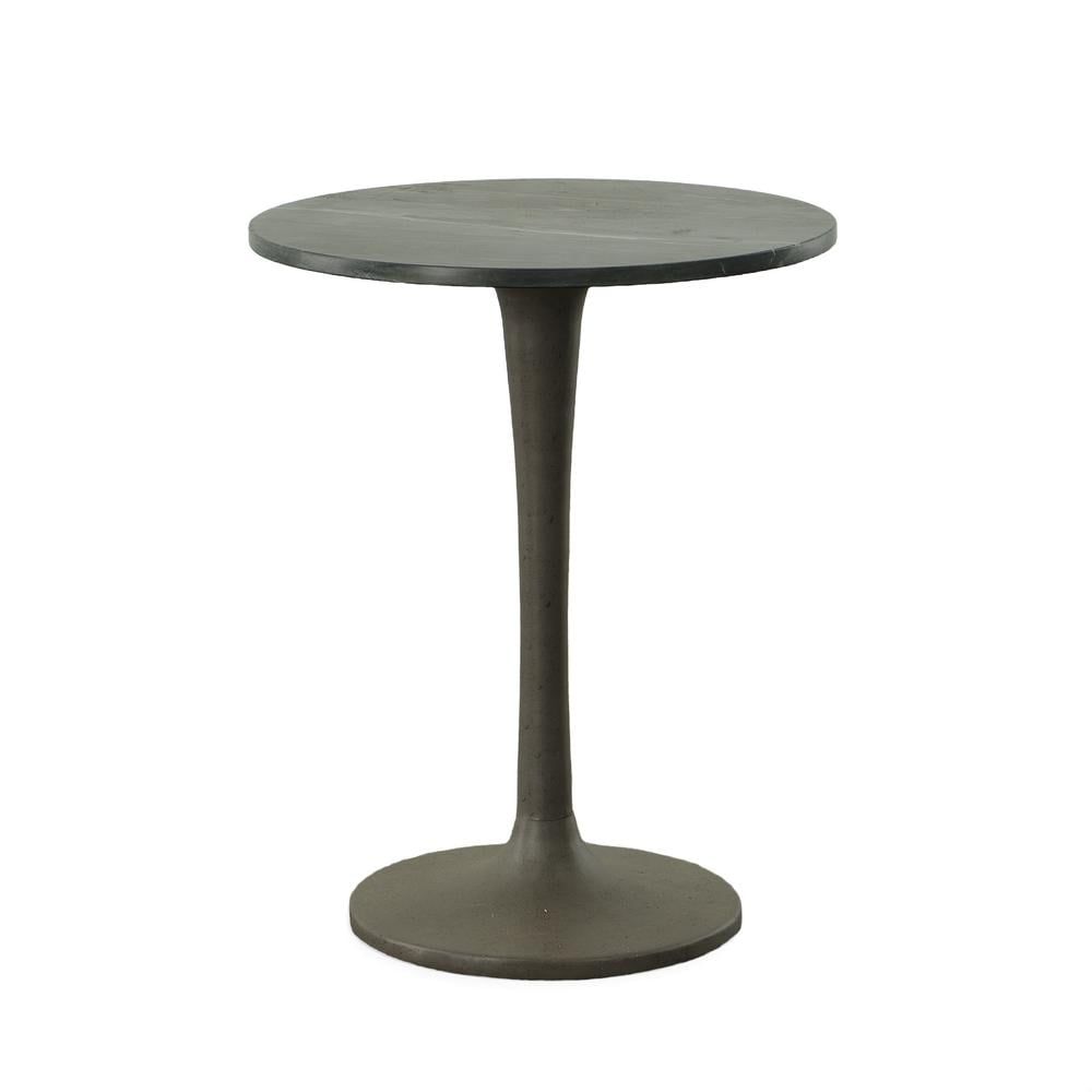 Piuma Round Black Marble and Metal End Table