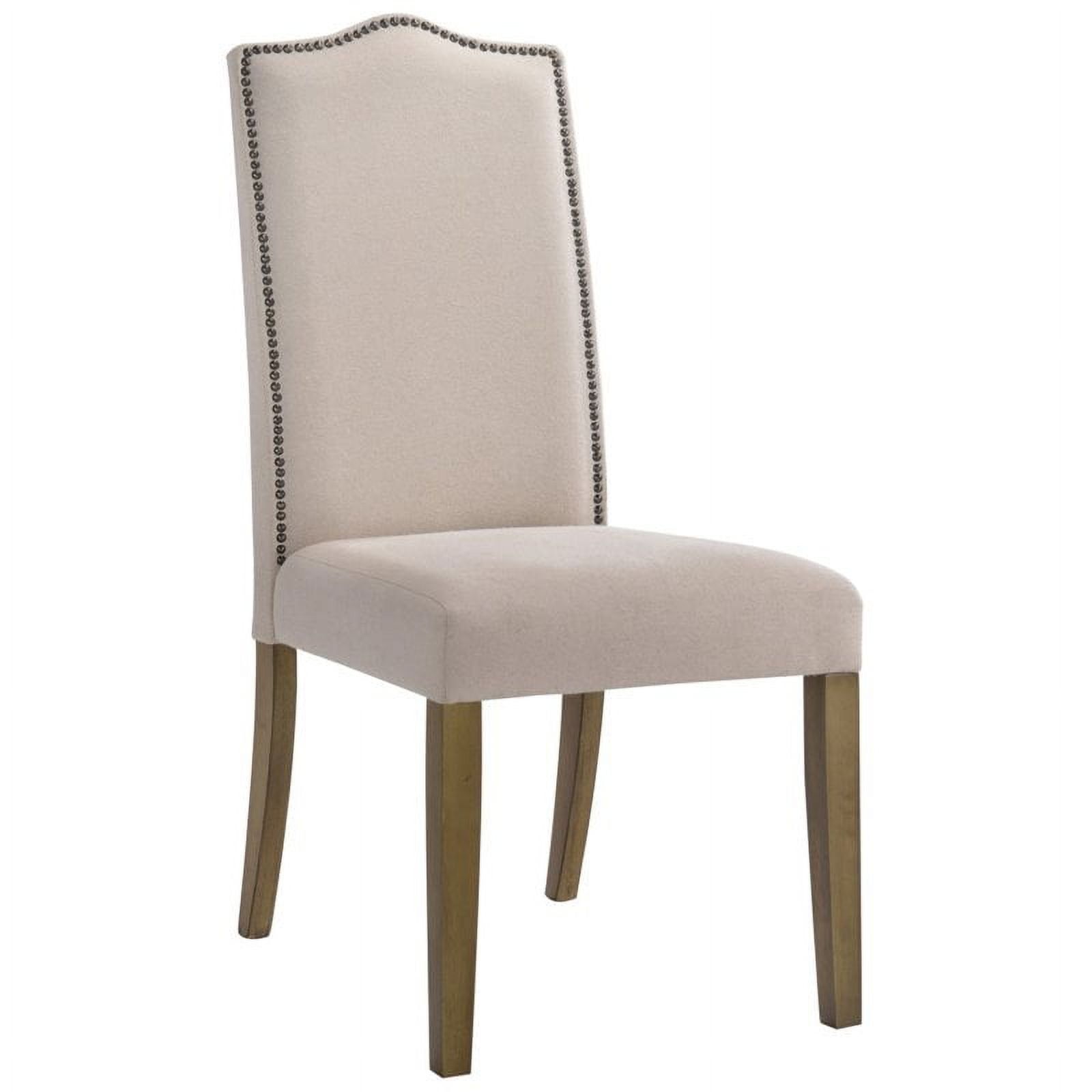 High-Back Harvest Oak Parsons Side Chair with Linen Upholstery