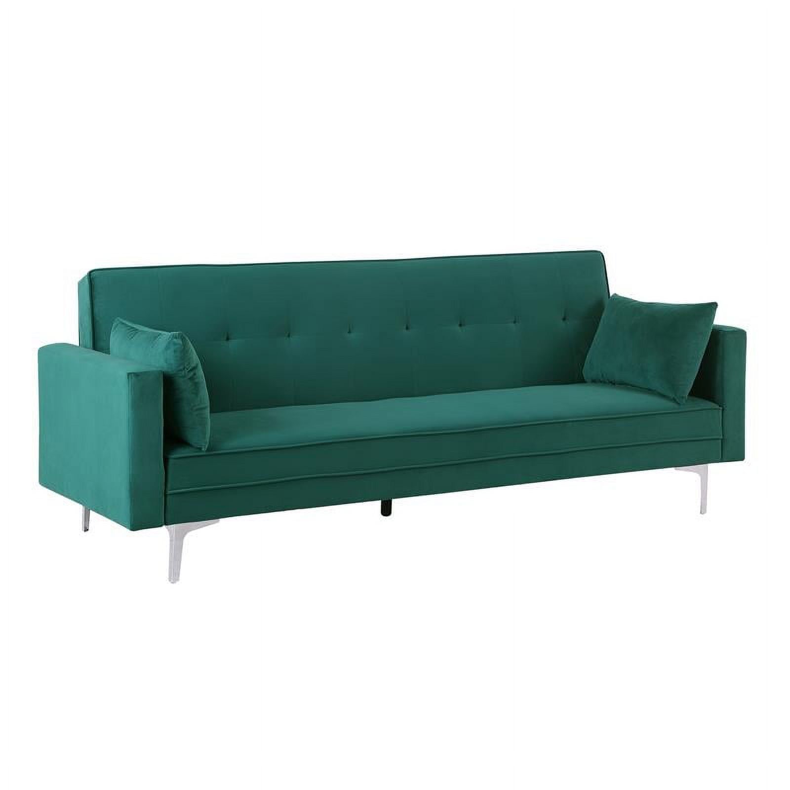 Plush Green Velvet 84'' Convertible Sleeper Sofa with Tufted Back