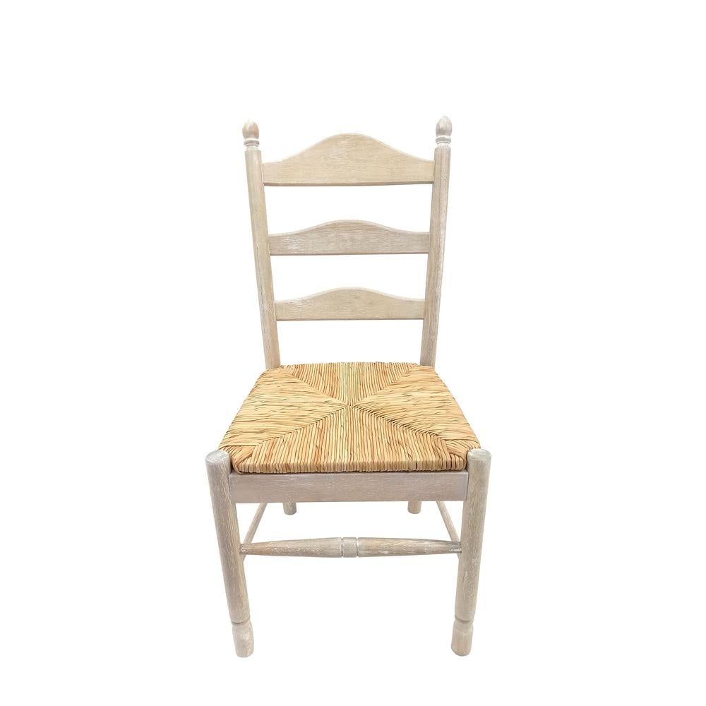 Vera Natural Driftwood Ladderback Wood Side Chair with Cane Seat