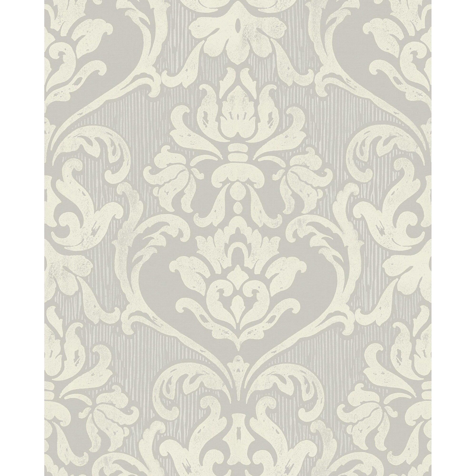 Antique Grey Damask Removable Washable Wallpaper Roll