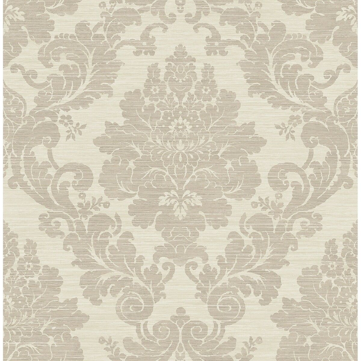 Cream Damask Non-Pasted Removable Wallpaper Roll