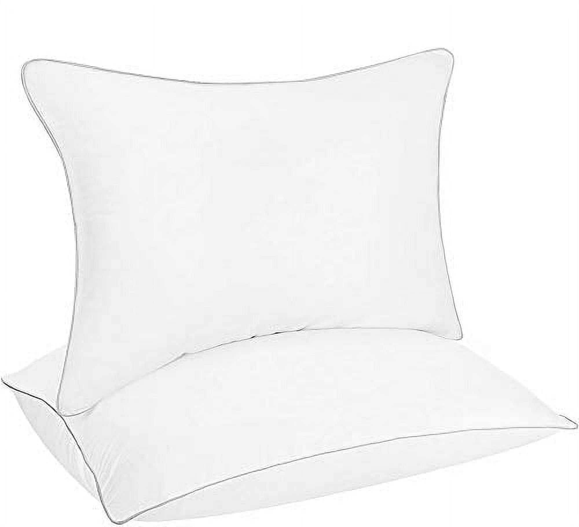 Queen Size White Hypoallergenic Microfiber Bed Pillows - Set of 2