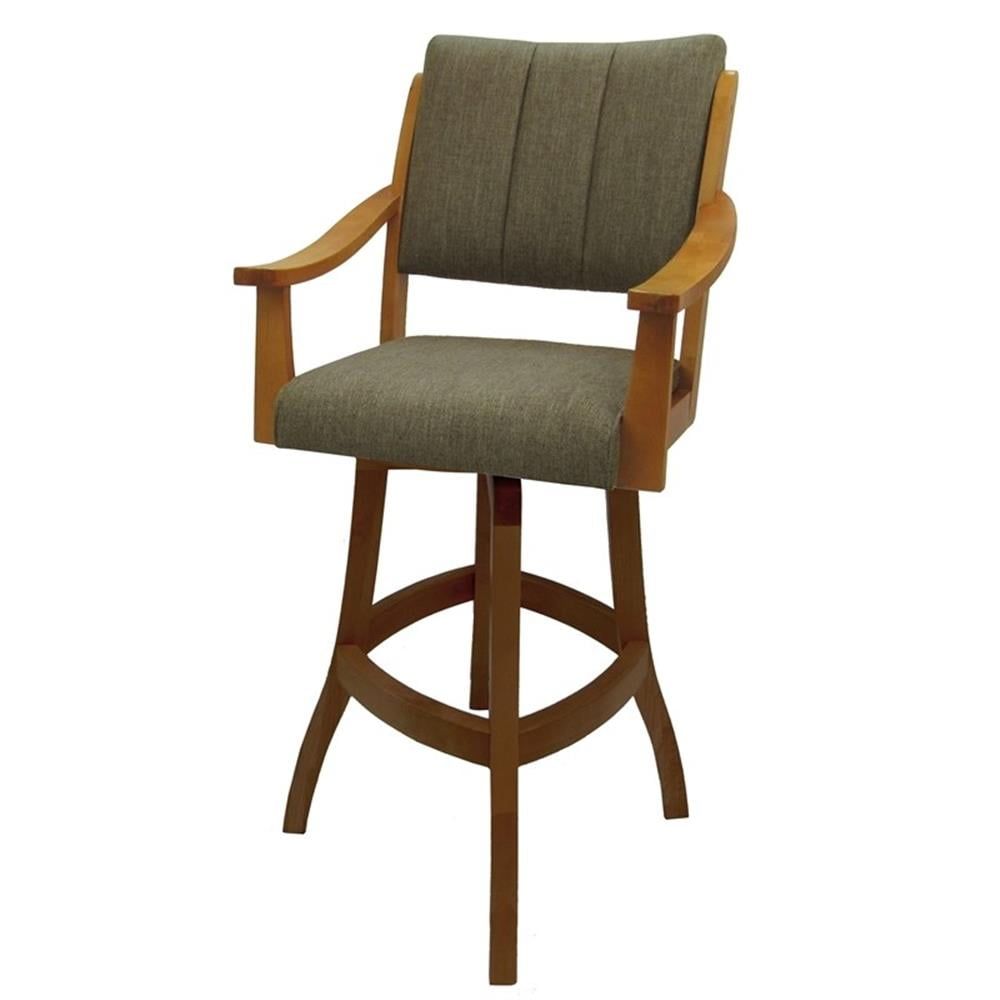 Casa 30" Honey Wood Swivel Bar Stool with Beige Upholstery