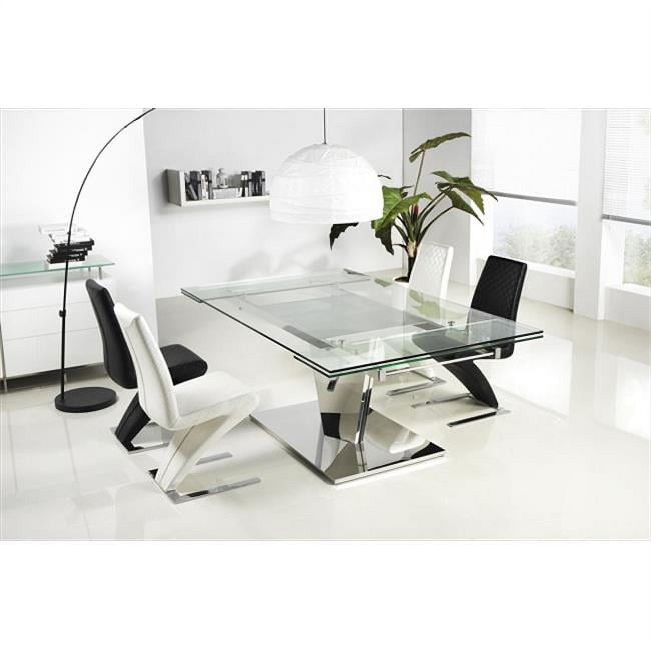 Diamond Clear Glass and Chrome Extendable Dining Table