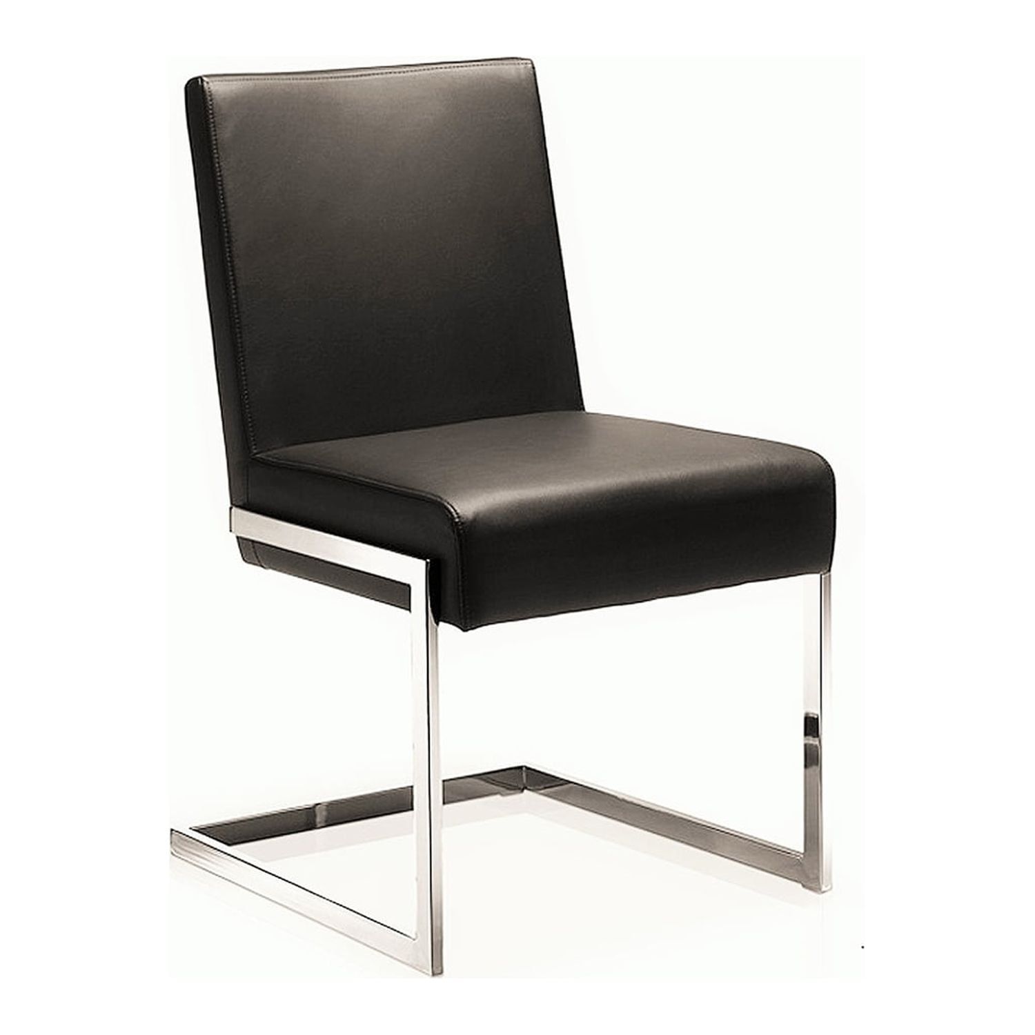 Sophisticated Fontana Brown Leather Side Chair with Metal Base