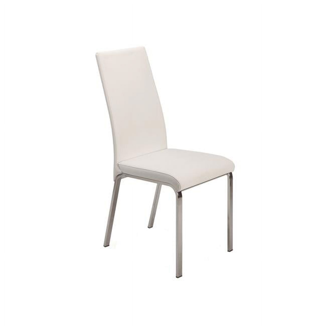 White High Back Leather Upholstered Side Chair with Metal Legs