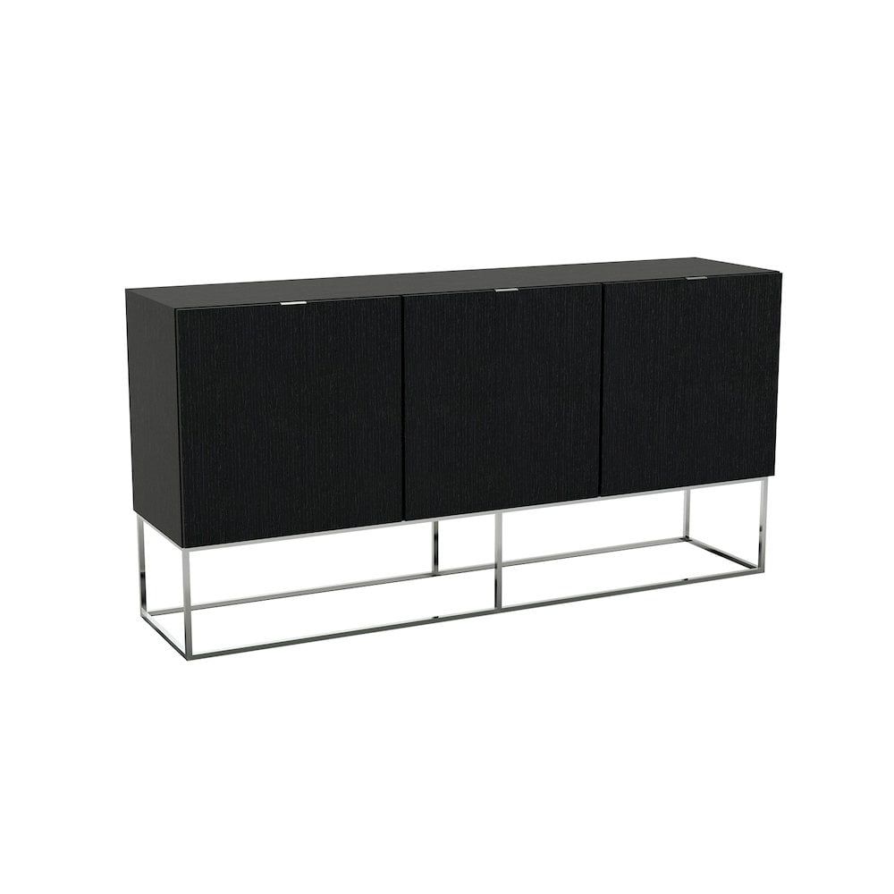Vizzione Dark Gray Oak and Stainless Steel Buffet Server