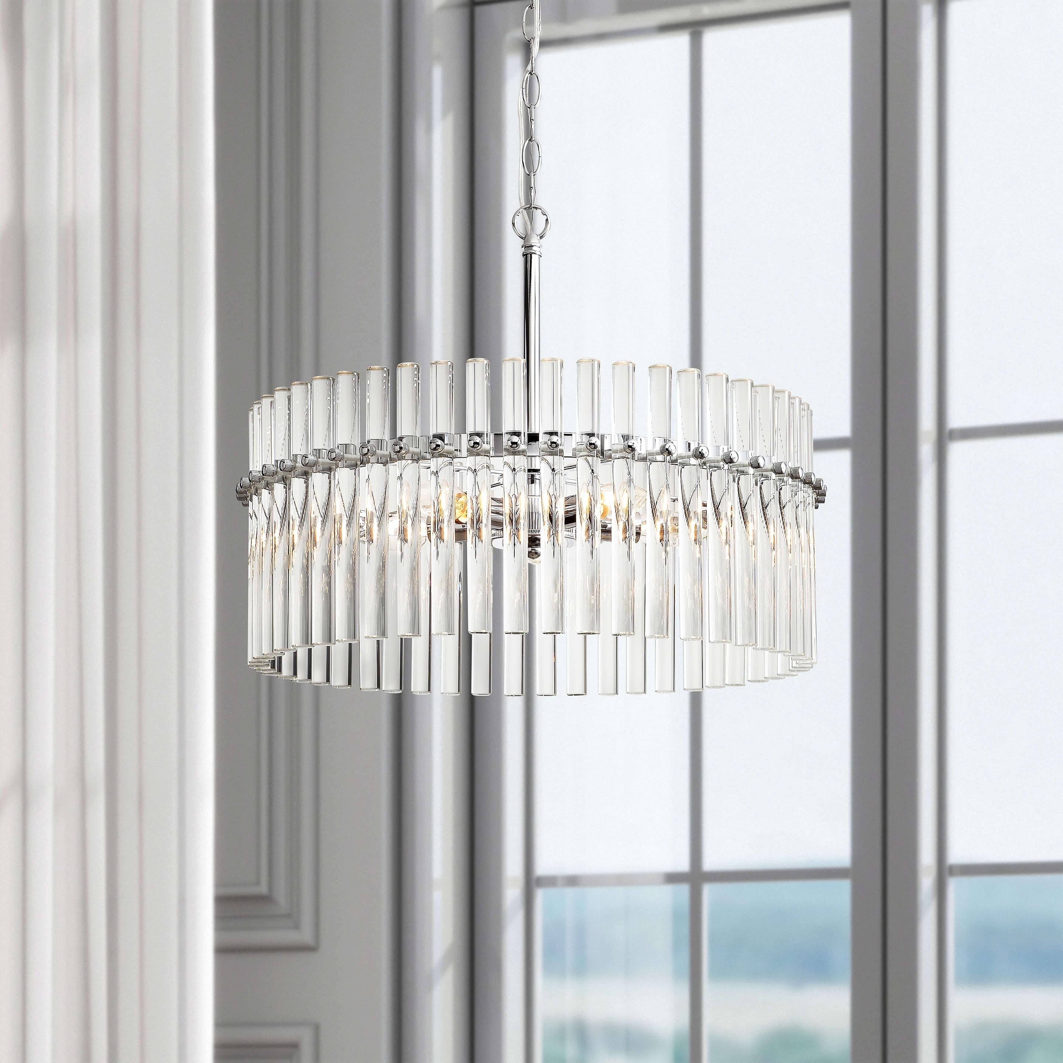 Casandra Chrome and Crystal 4-Light Drum Chandelier