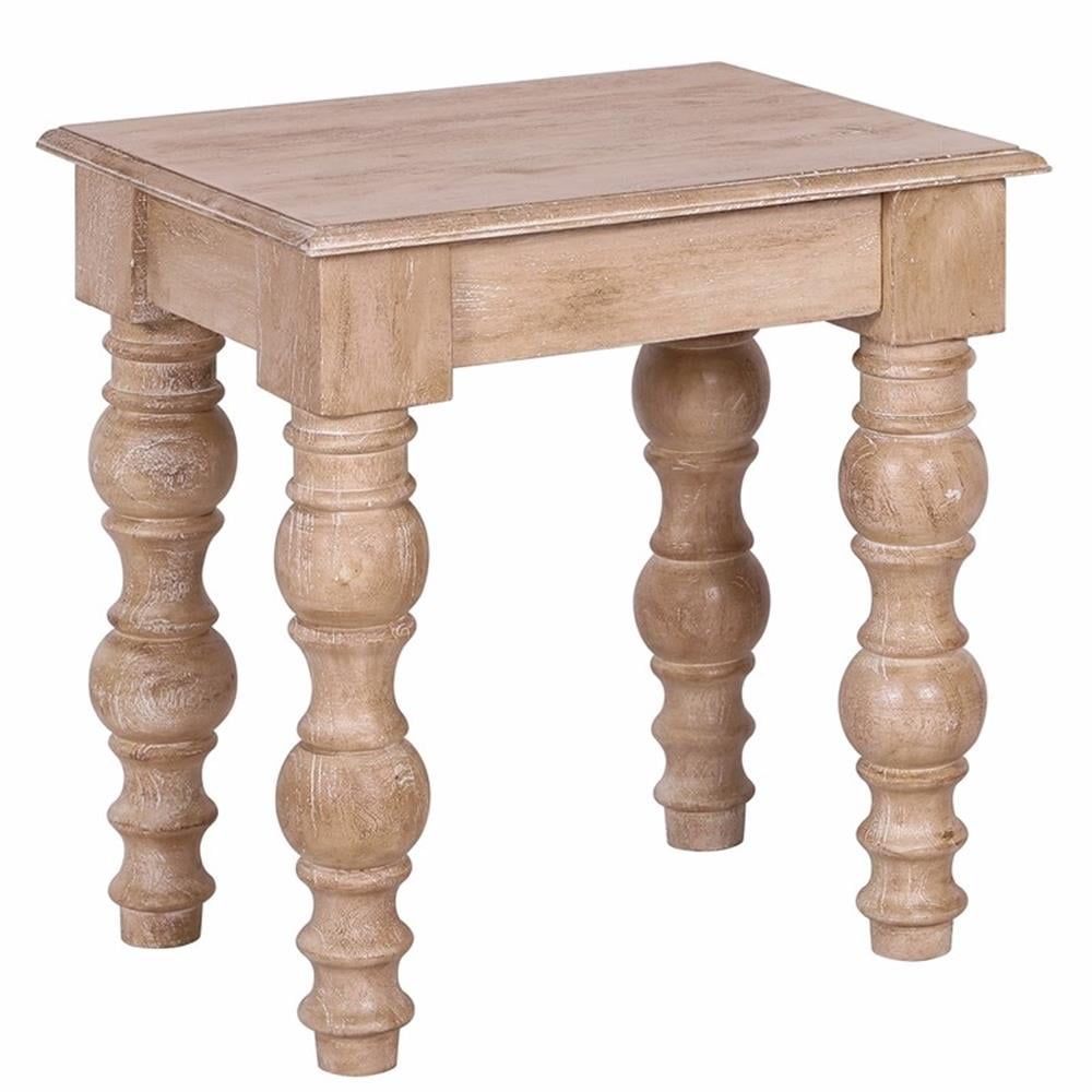 Natural Light Wood Rectangular Spindle Leg Accent Table