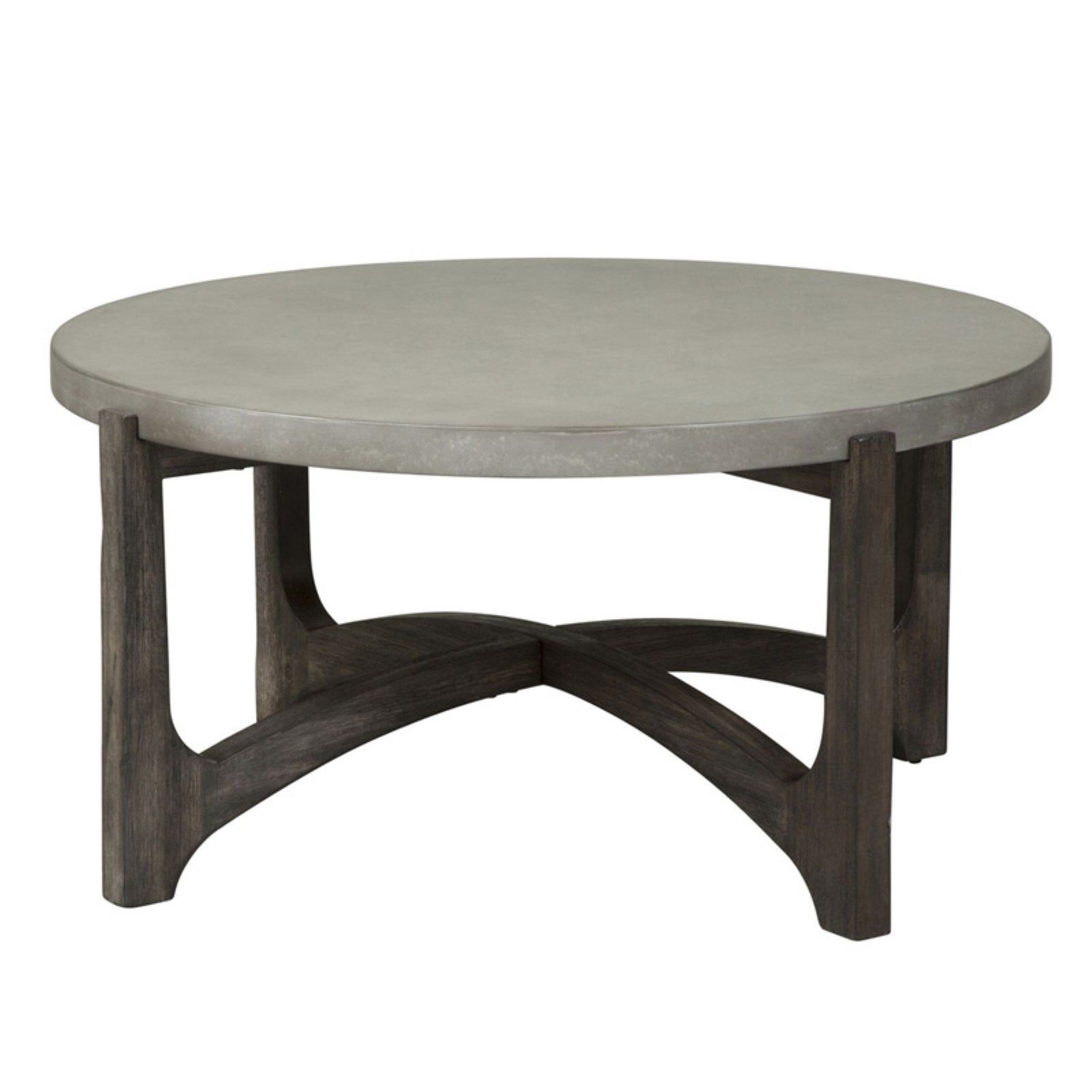 Cascade Dark Brown Round Wood and Concrete Cocktail Table