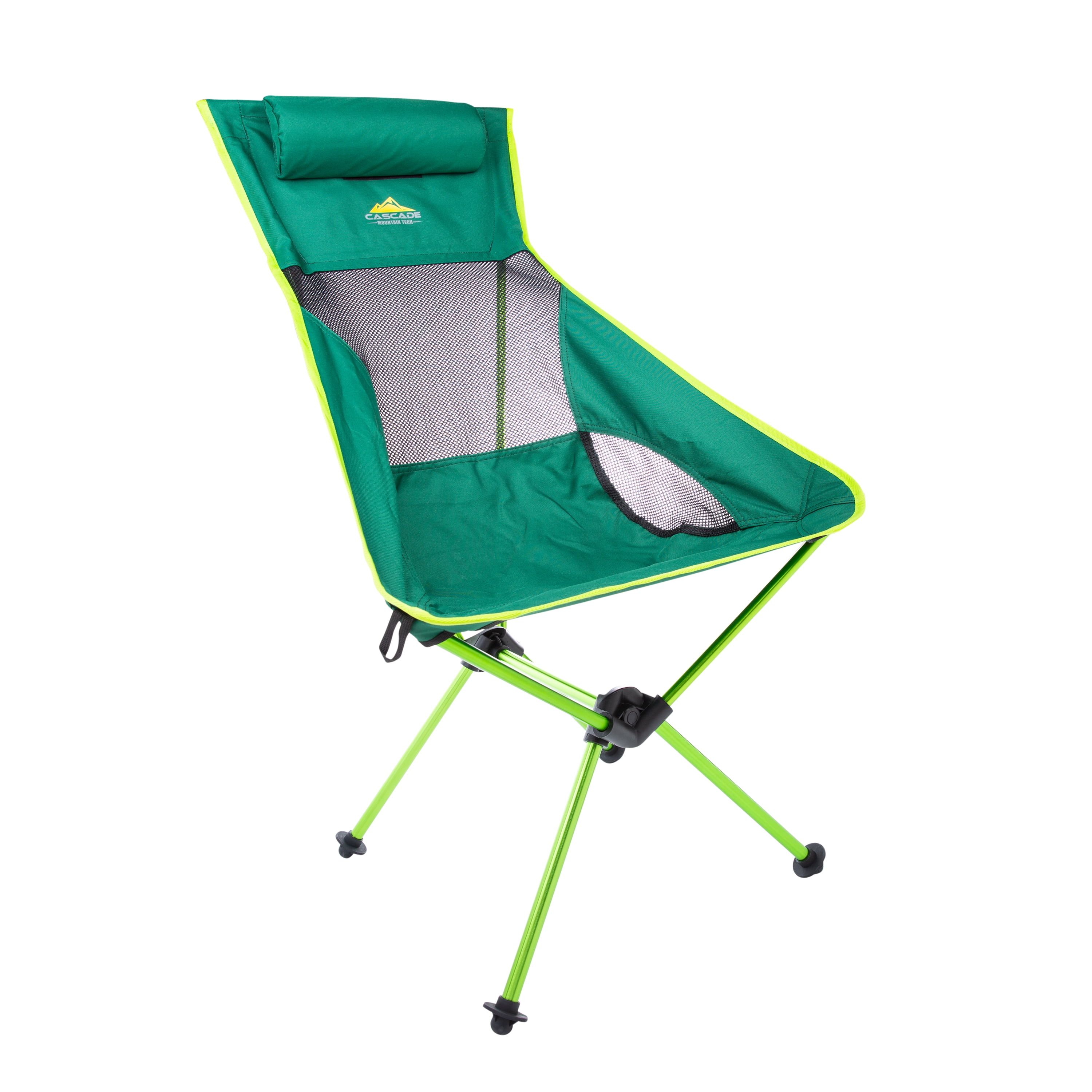 Green High Back Lightweight Aluminum Camping Chair with Headrest