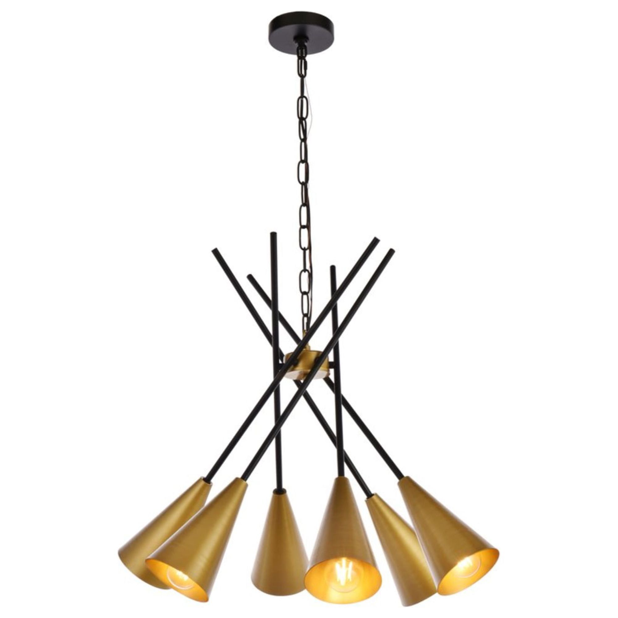 Casen 32" Black and Brass Iron Pendant Light