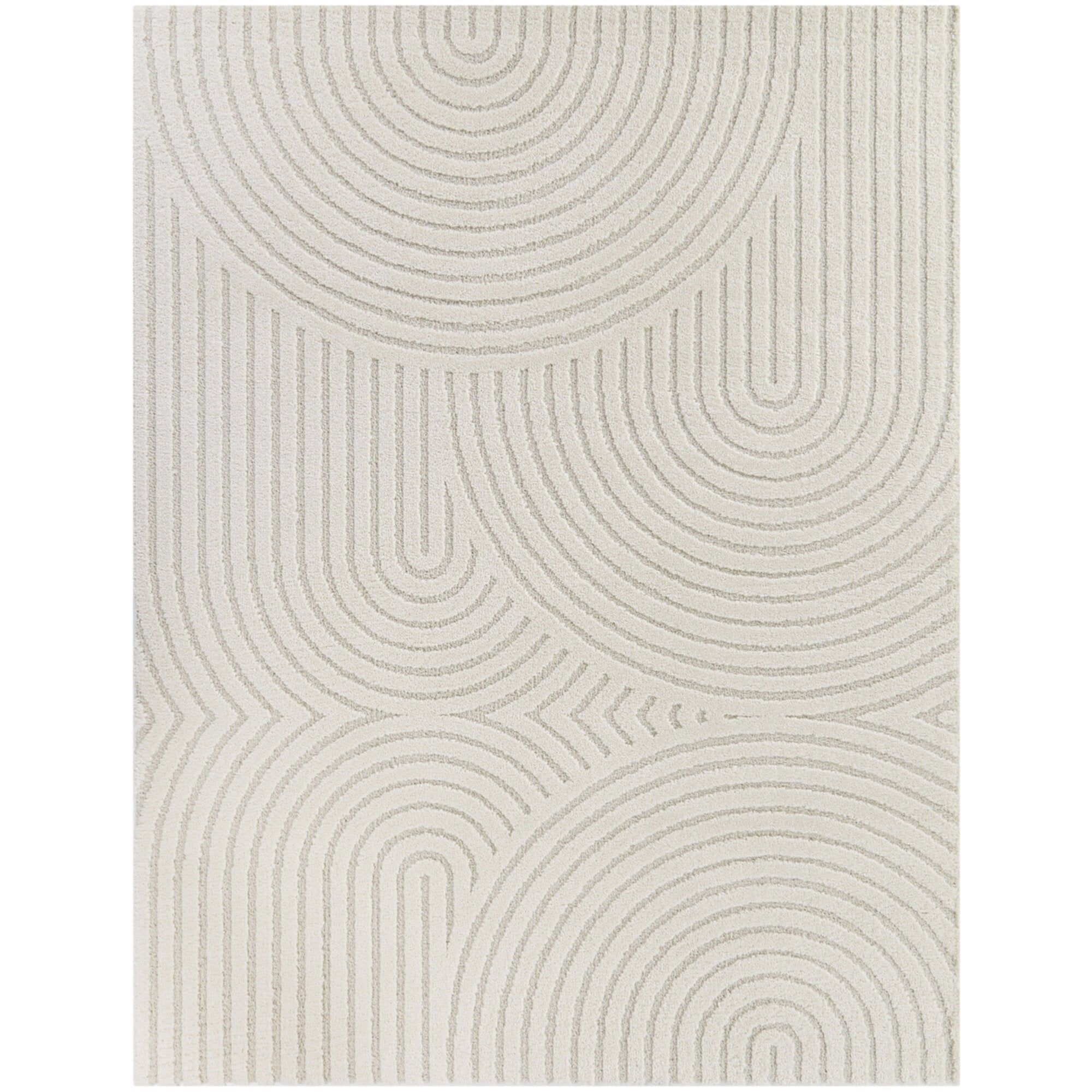 Caserio Cream Geometric High-Low Pile Area Rug