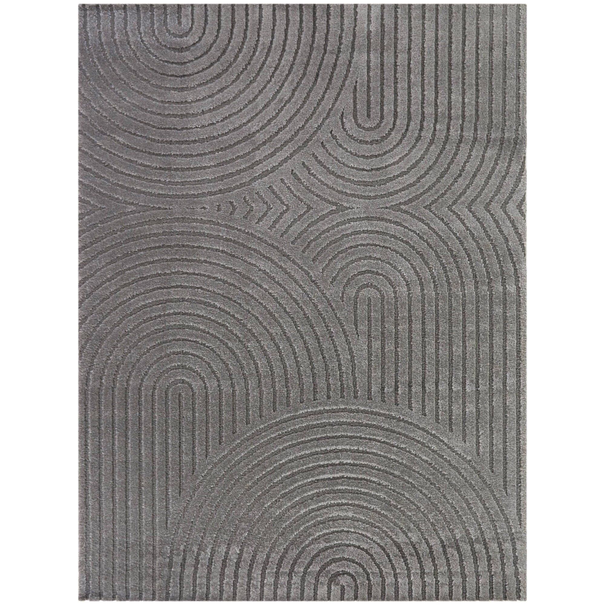 Gray Geometric Patterned Washable Synthetic Area Rug