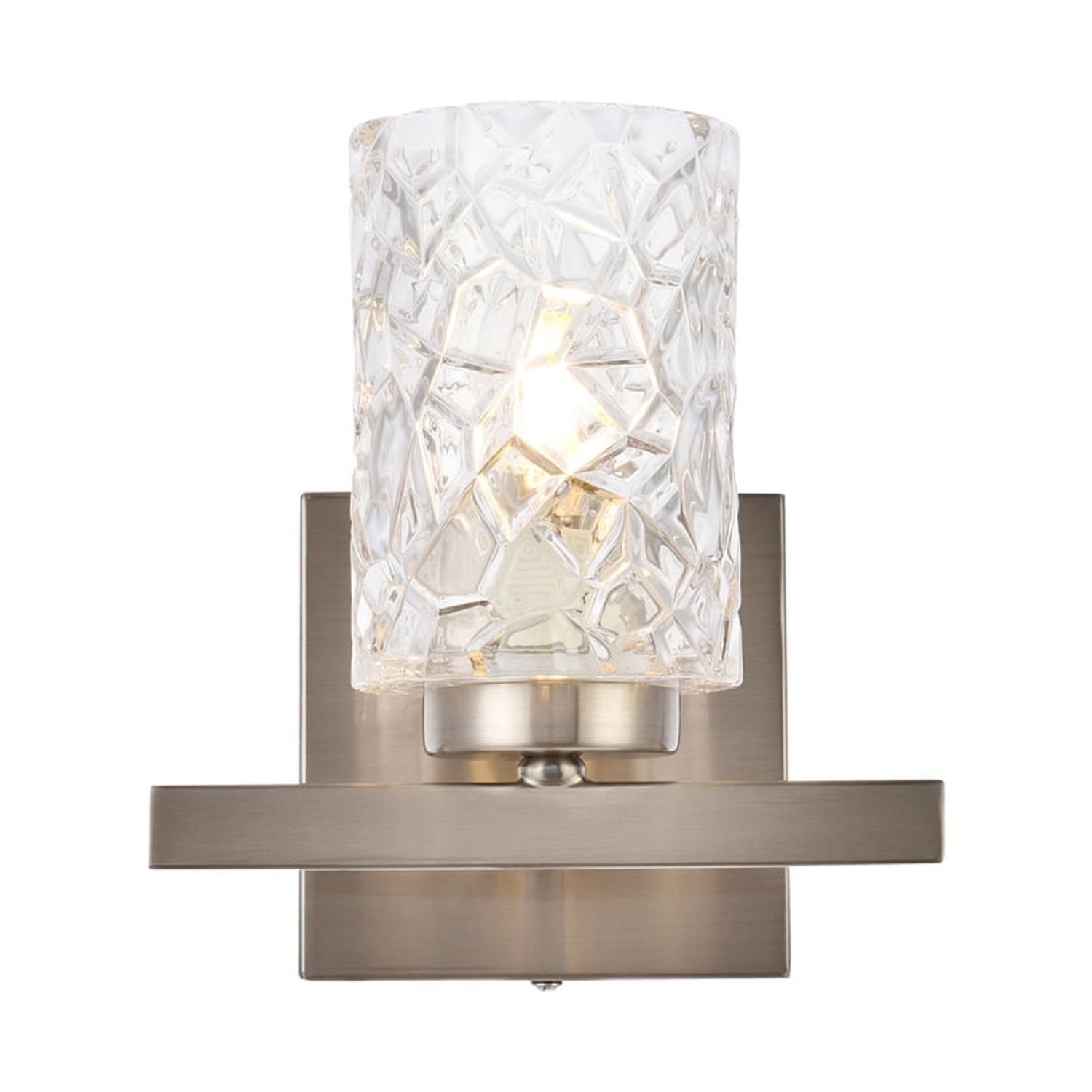 Cassie Contemporary 7.5" Satin Nickel Wall Sconce with Clear Shade