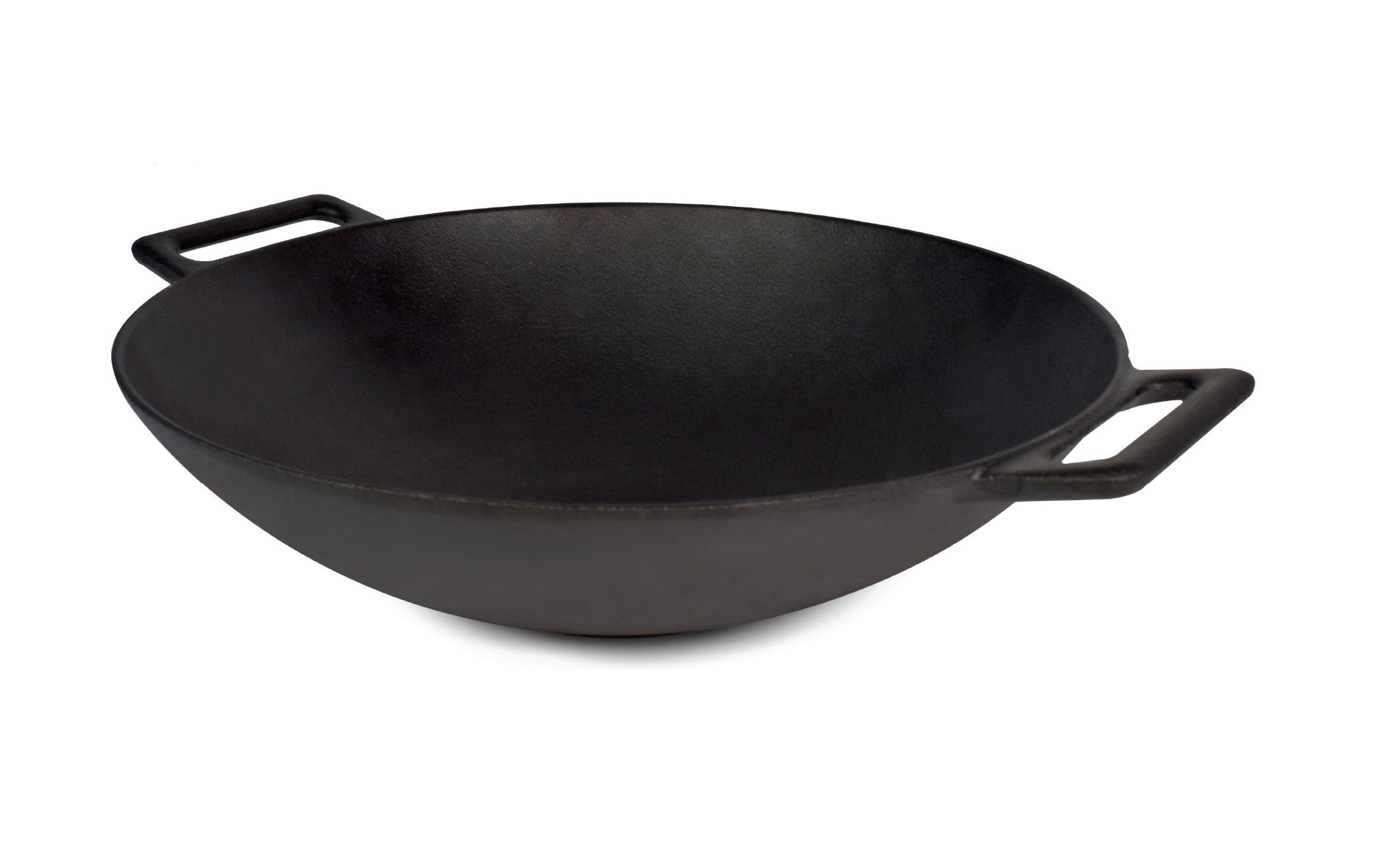 12'' Black Pre-Seasoned Cast Iron Grilling Wok