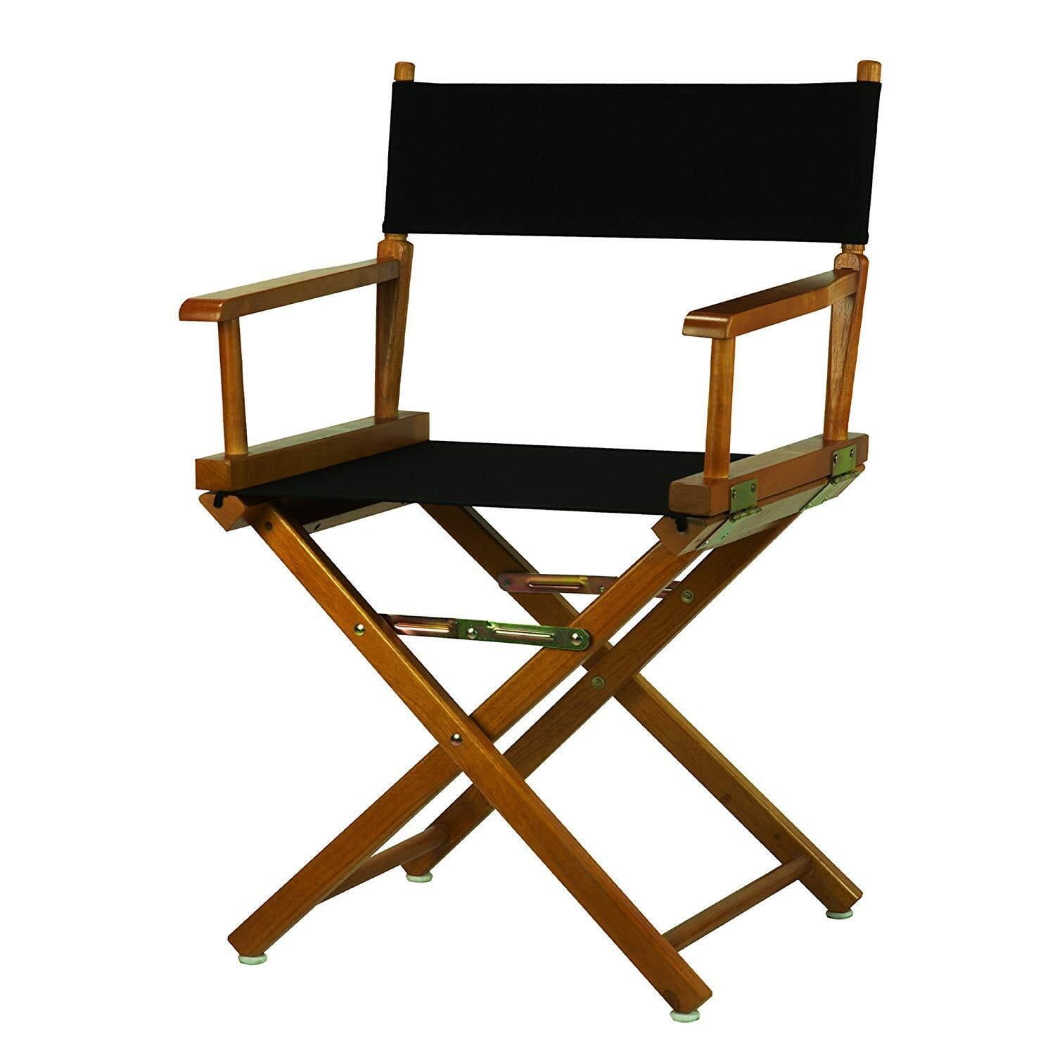 Honey Oak Frame Black Canvas Director's Chair