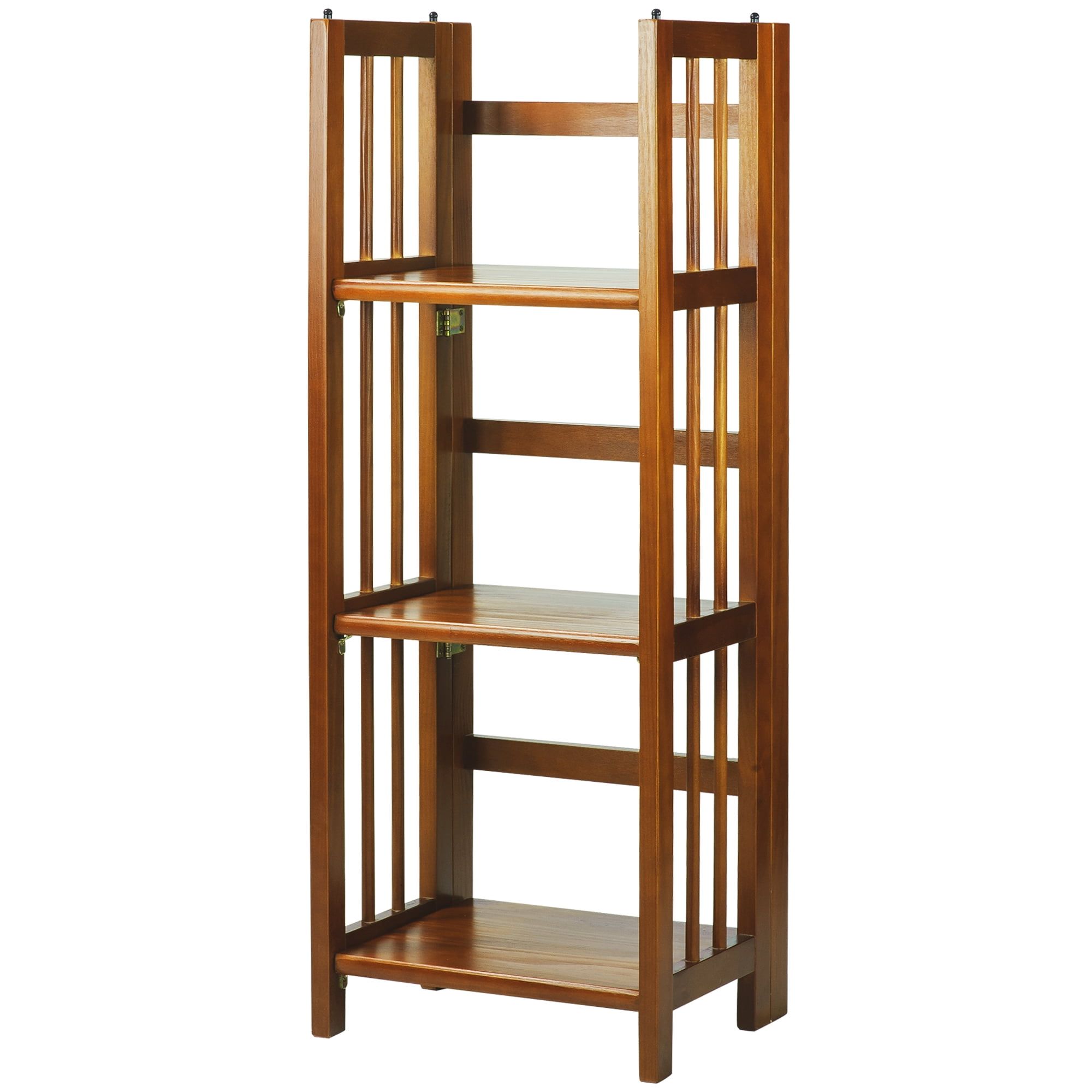 Honey Oak 3-Shelf Folding Wood Bookcase