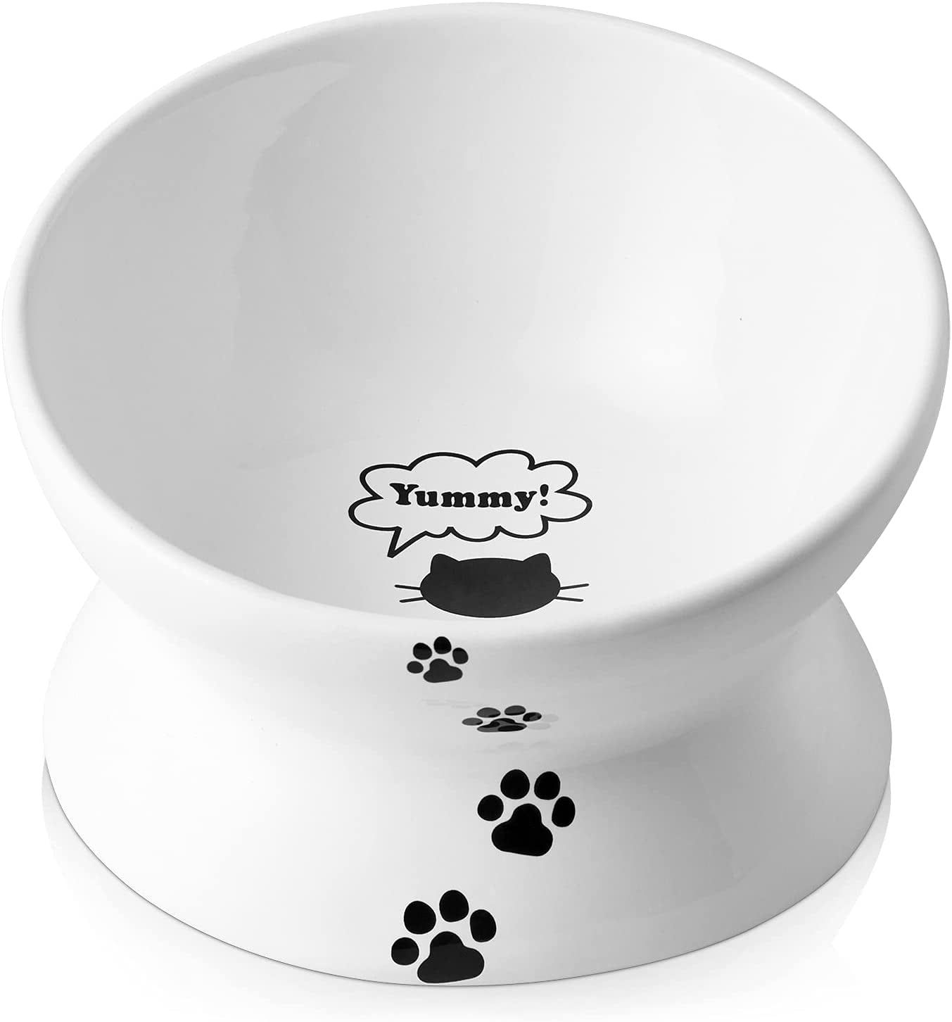 Elevated Tilted Ceramic Cat Bowl for Flat-Faced Pets