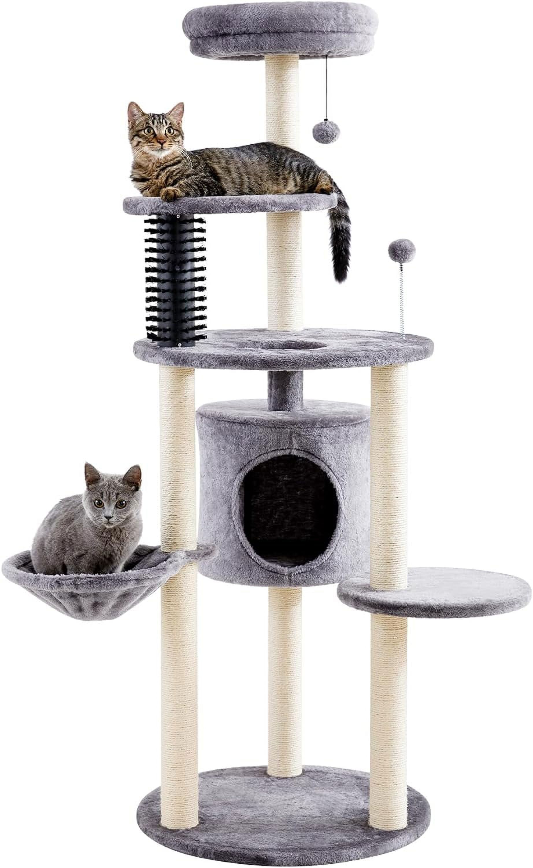 60.2 Inch Gray Sisal 5-Level Cat Tower with Hammock