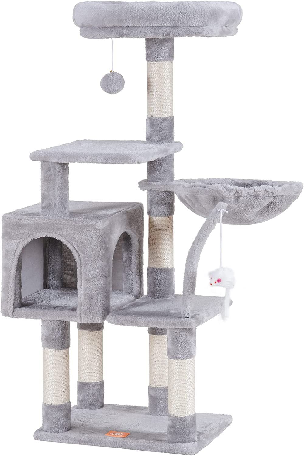 Light Gray 43.3" Cat Tree with Sisal Scratching Posts