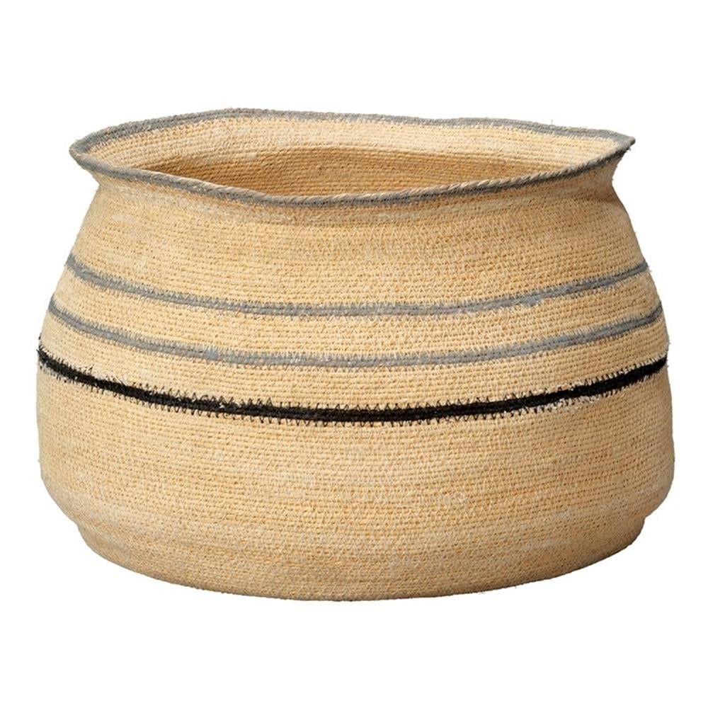 Handwoven Natural Seagrass Decorative Basket with Stripes