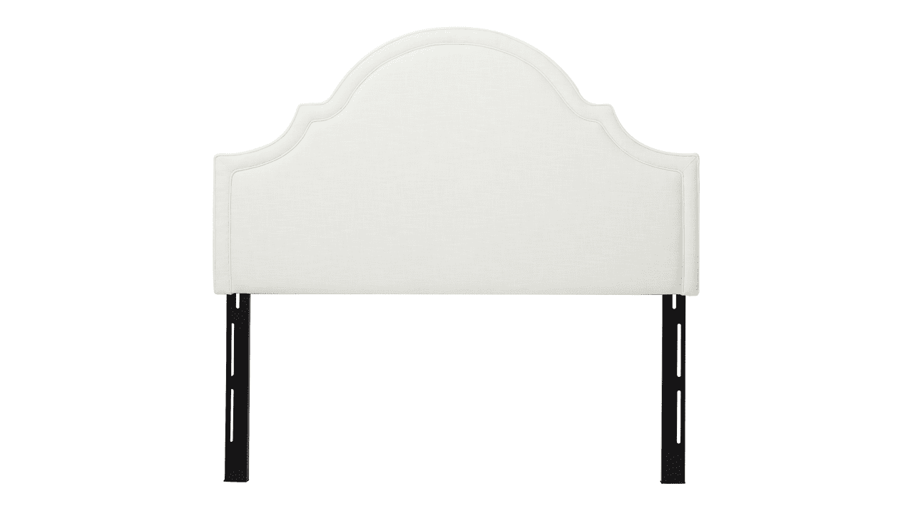 Antique White Upholstered Queen Headboard with Birch Frame