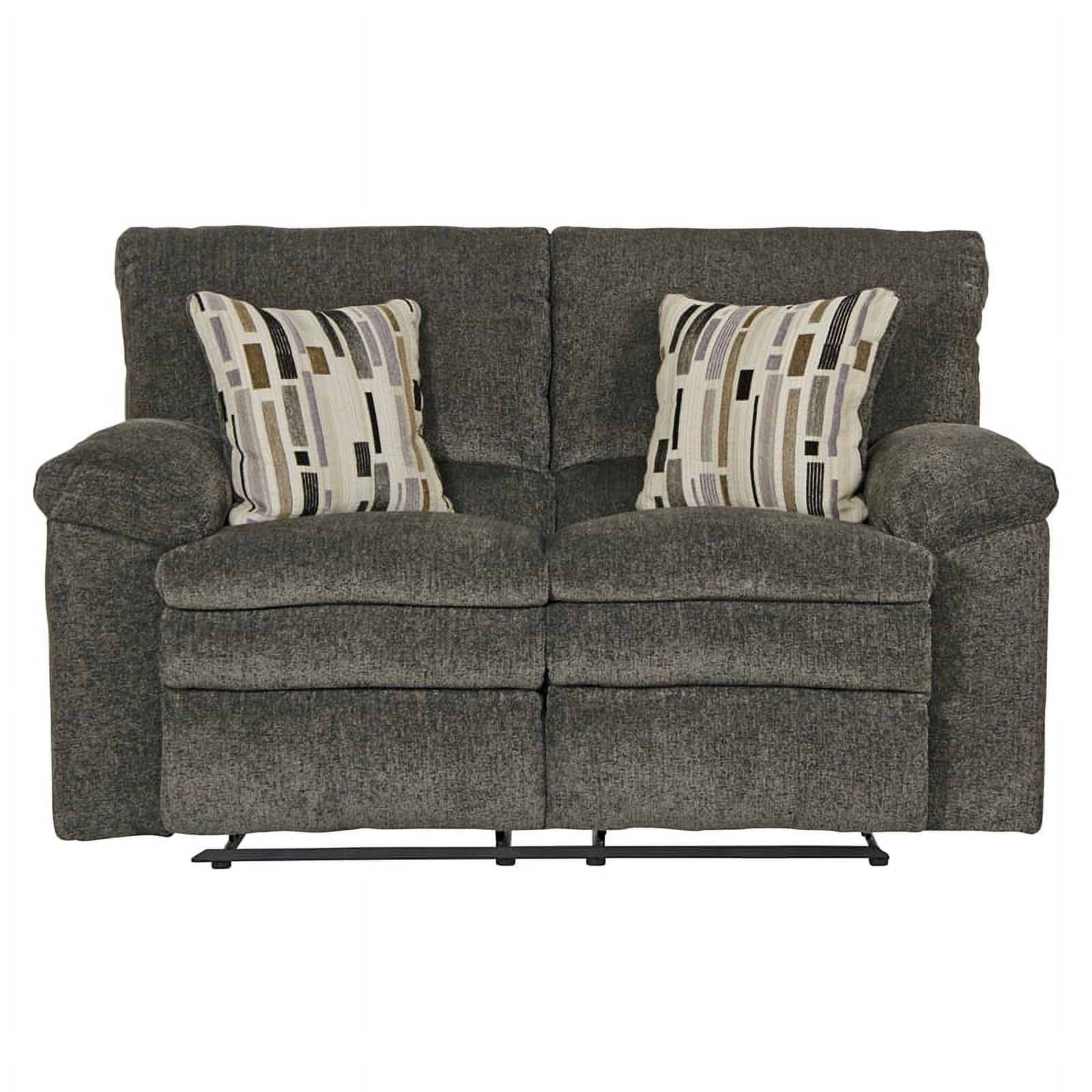 Contemporary 60'' Gray Fabric Reclining Loveseat with Pillow Back