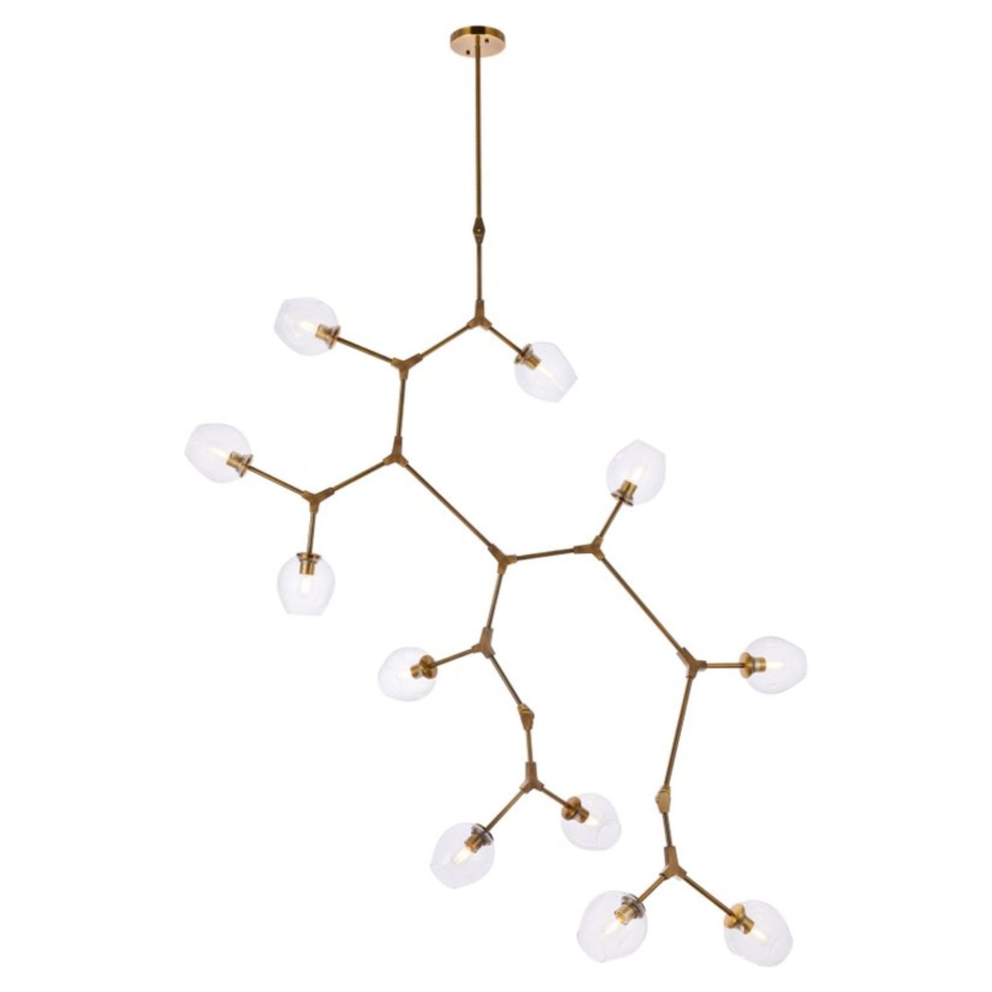 Mini Cavoli Brass & Clear Glass 11-Light Artistic Chandelier