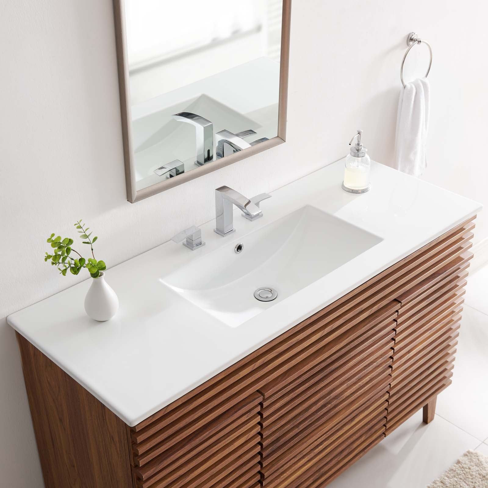 White Ceramic 48 Inch Rectangular Countertop Basin Sink