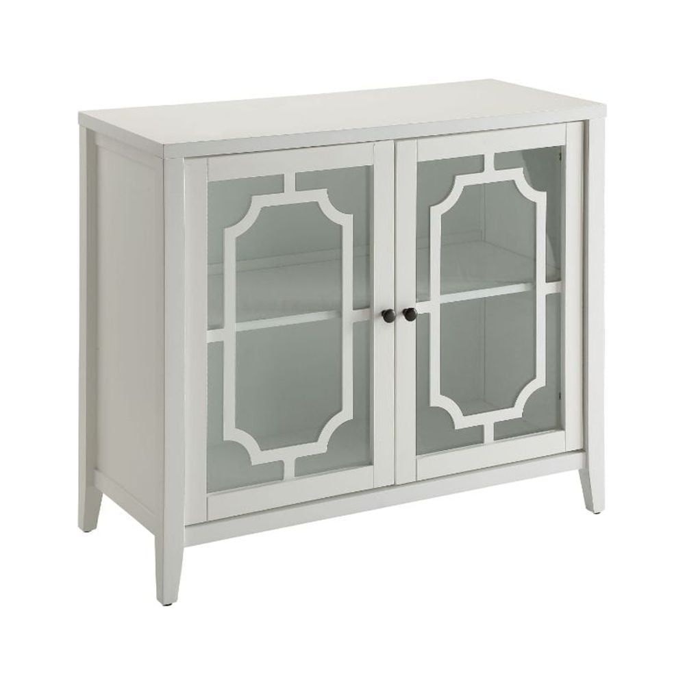 Classic Romantic White Wooden Console Table with Glass Storage