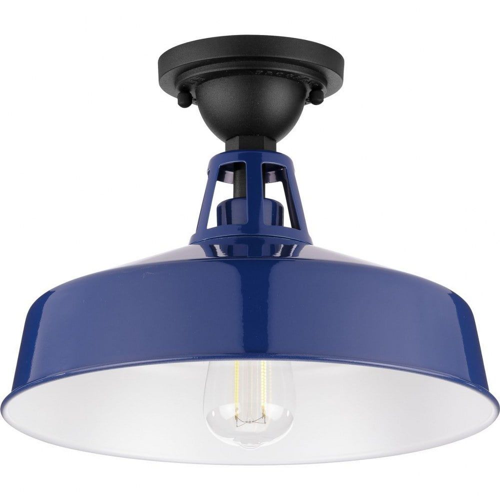 Navy Aluminum Farmhouse Semi-Flush Mount Light