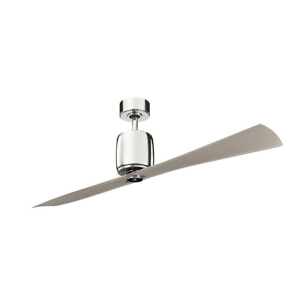 Polished Nickel 60" Modern 2-Blade Ceiling Fan with Remote