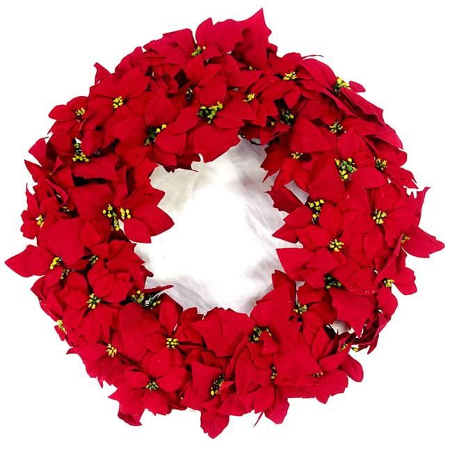 Celebrations 24" Red Poinsettia Christmas Wreath Hanging Decor