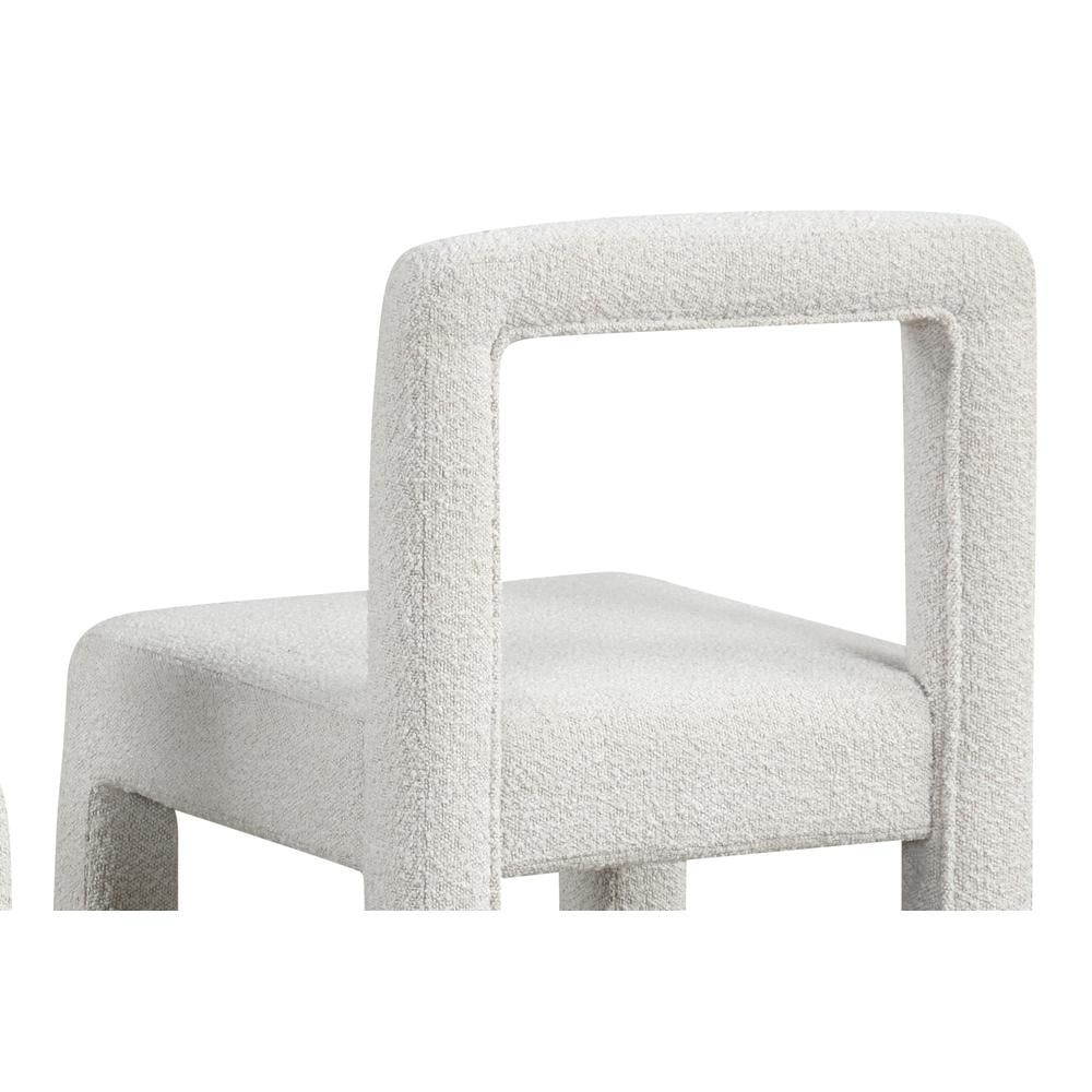 Cream Boucle Upholstered Low Back Side Chair with Metal Frame