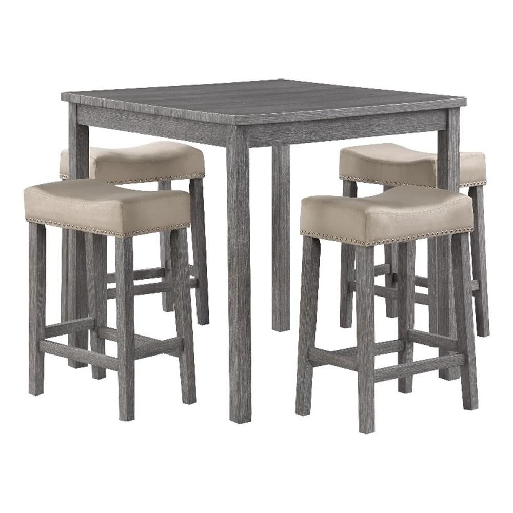 Celina 5-Piece Antique Gray Counter Height Dining Set