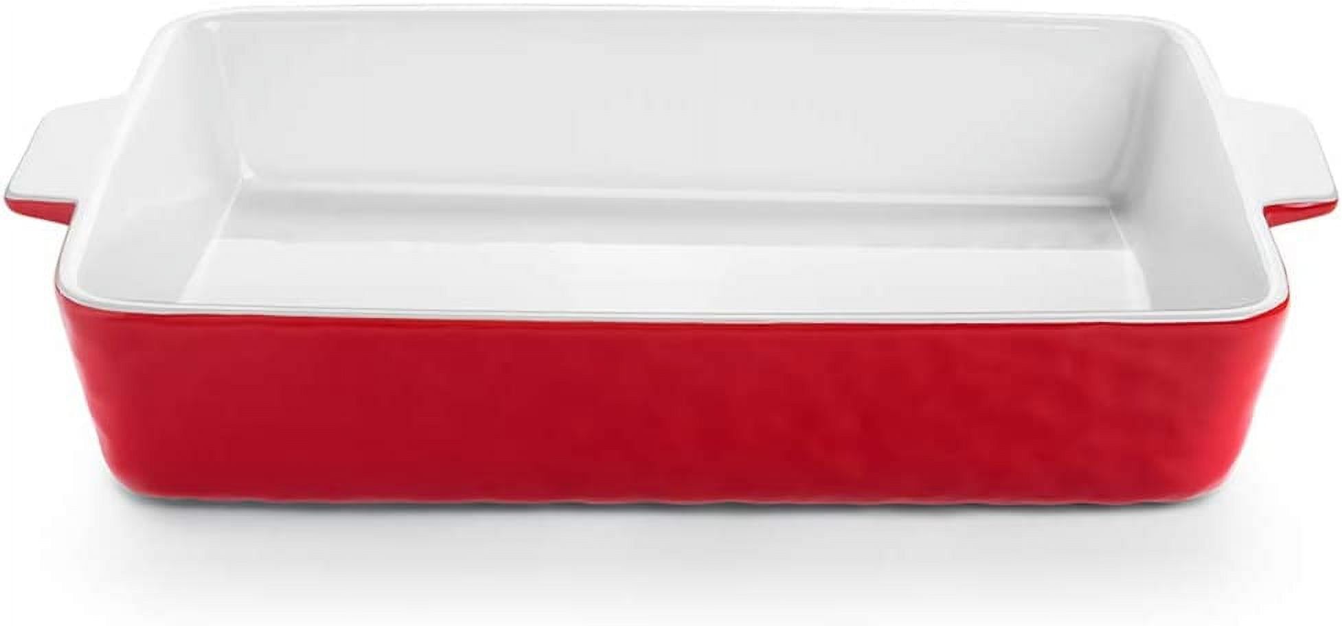 Red Ceramic Rectangular Non-Stick Baking Dish with Handles